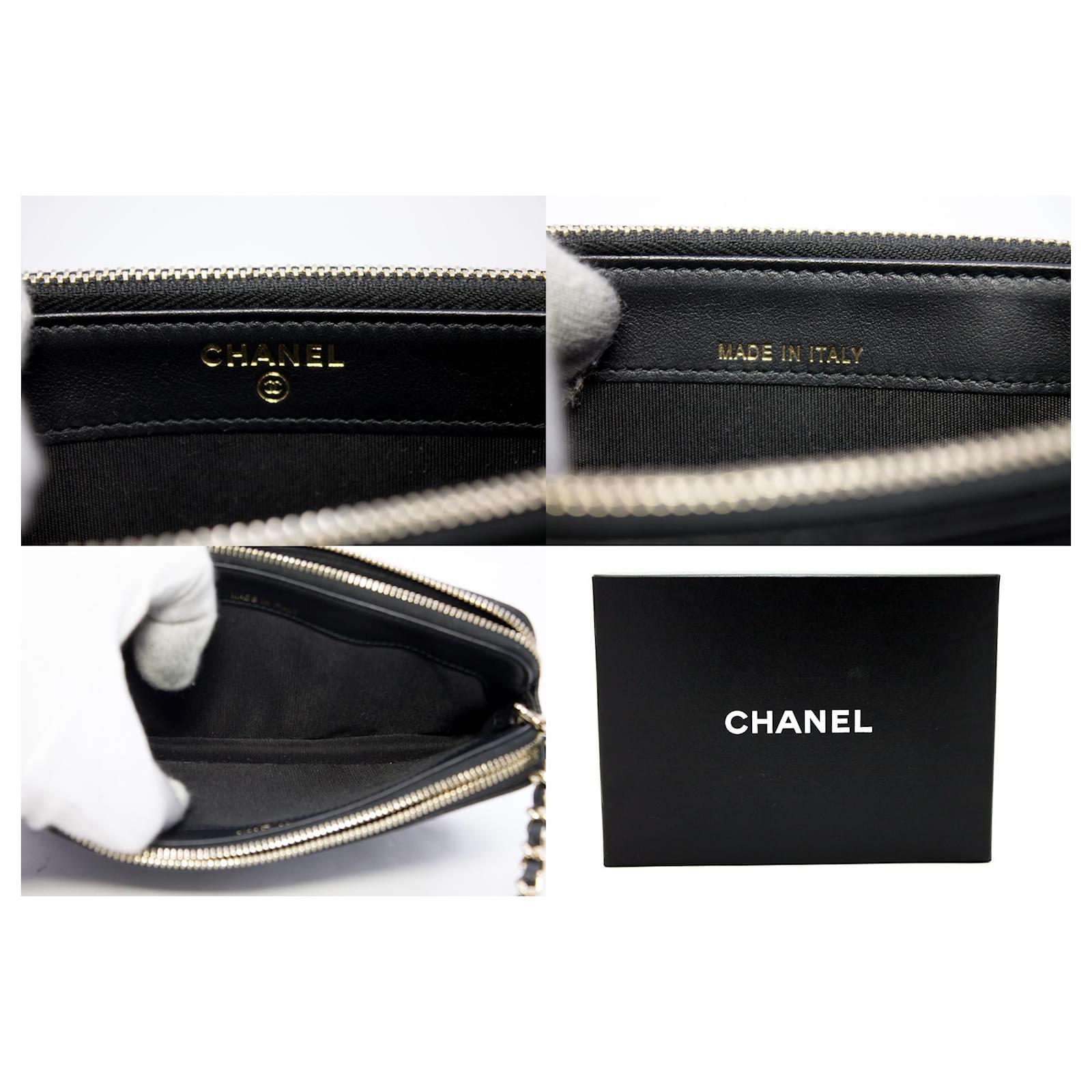 CHANEL Boy V-Stitch Black Caviar WOC Wallet On Chain Doube Zip Leather  ref.204610