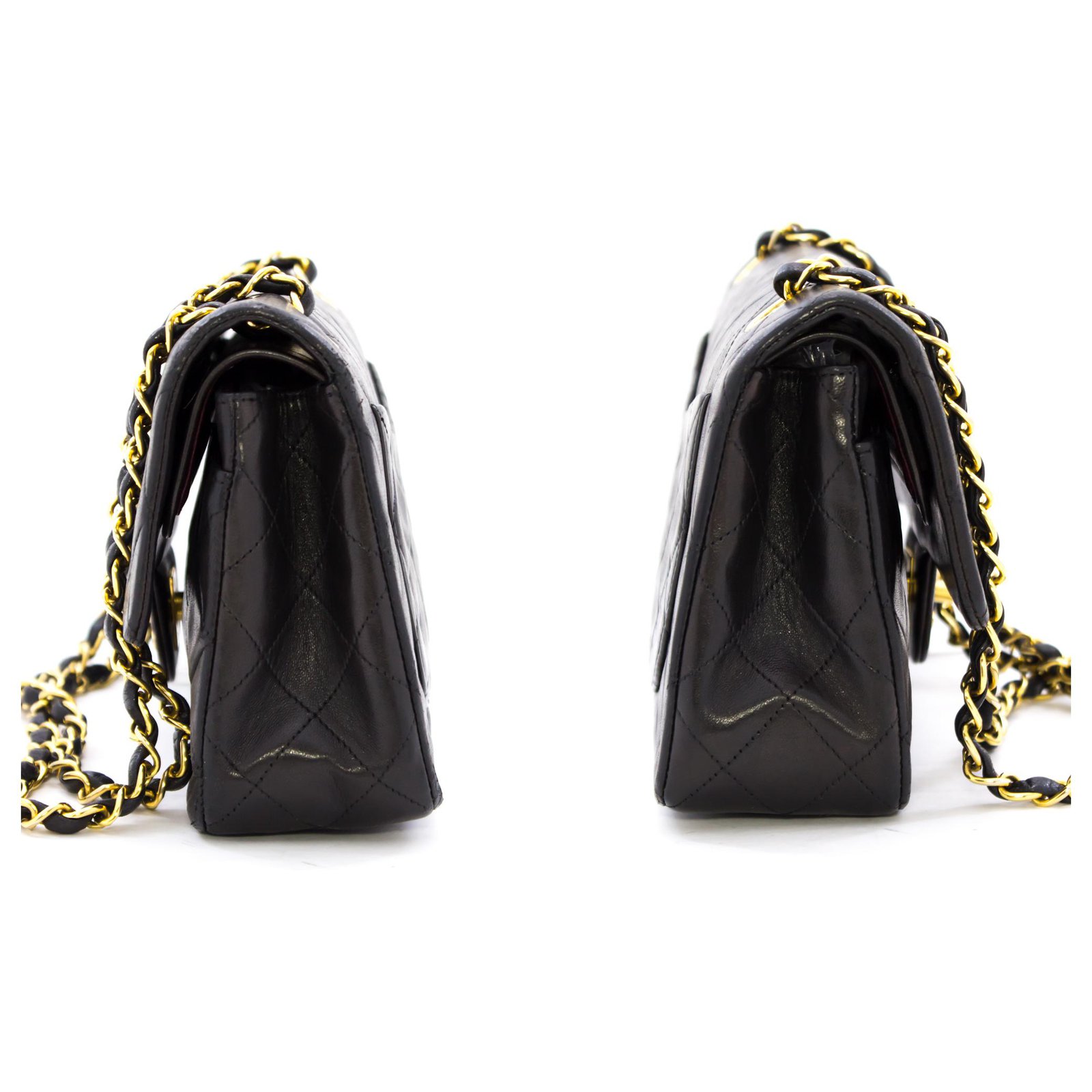 Chanel 2.55 lined flap 9 Classic Chain Shoulder Bag Black Lamb