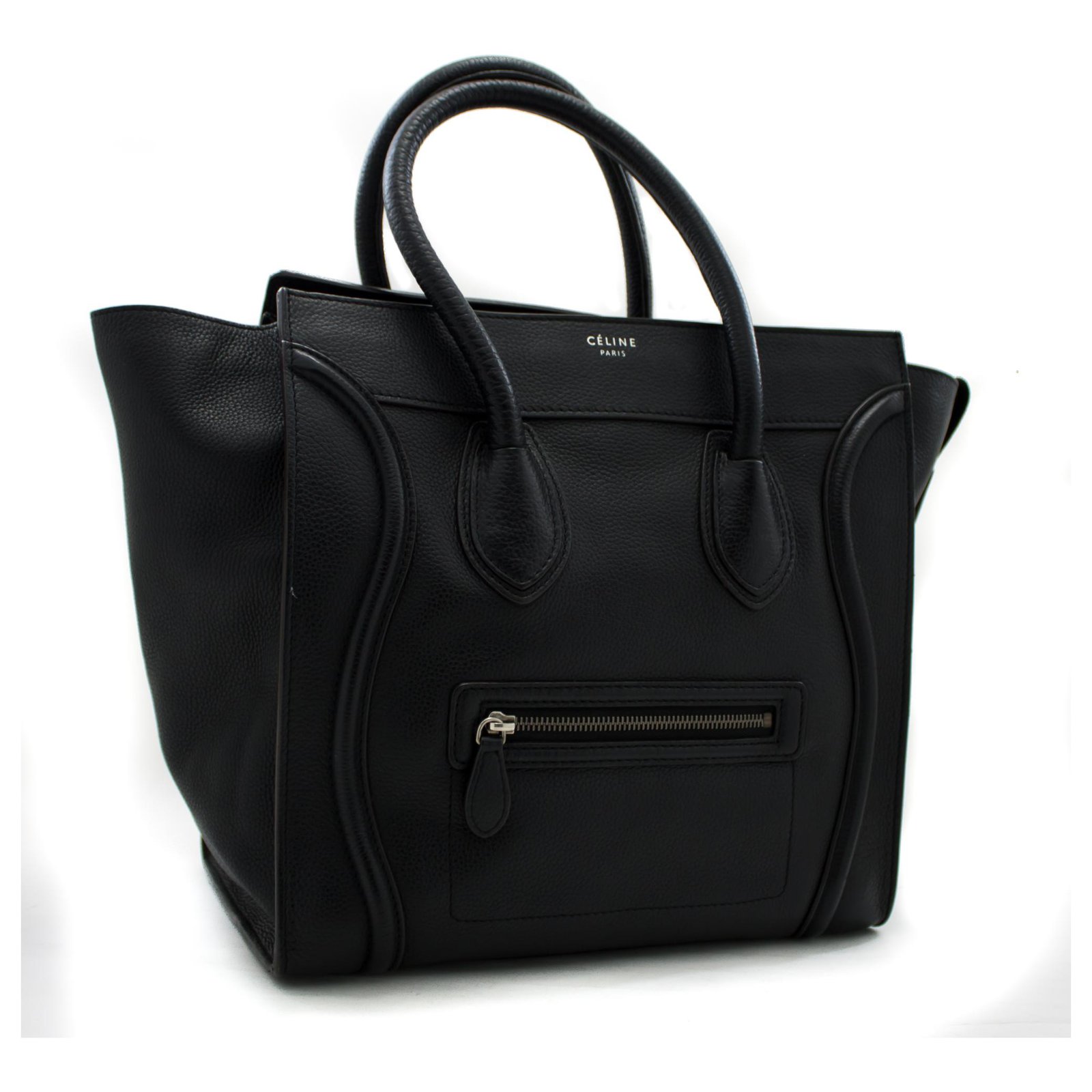 Céline CELINE Luggage Mini Shopper Bag Handbag Black Leather ref.204920 ...