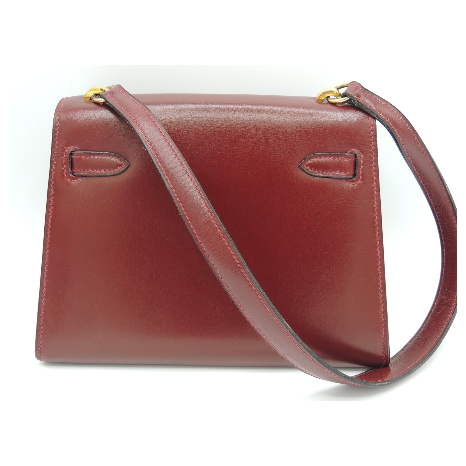 Hermès HERMES MINI KELLY SELLIER BAG Dark red Leather ref.205220