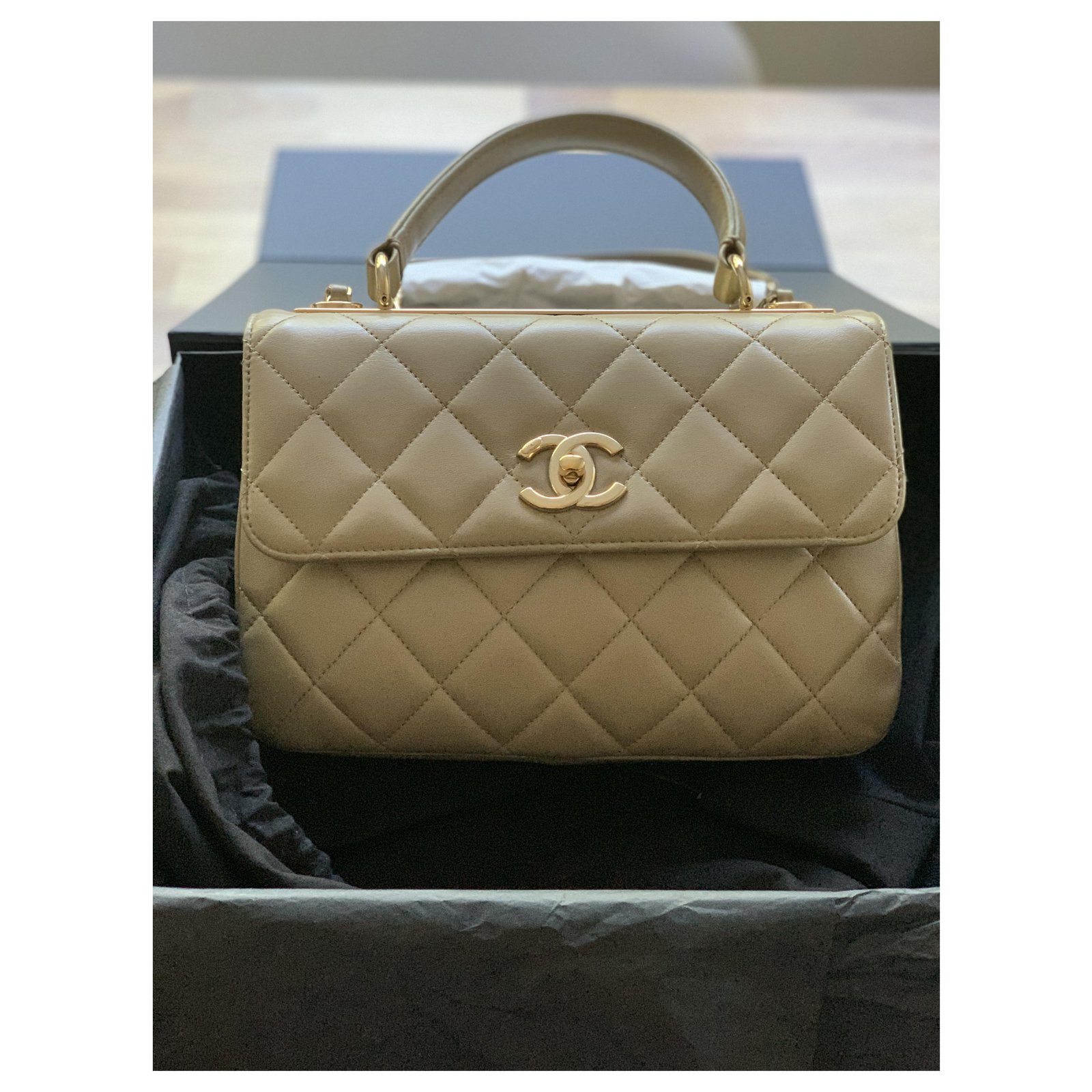 Chanel Trendy CC bag Beige Leather ref.487155 - Joli Closet