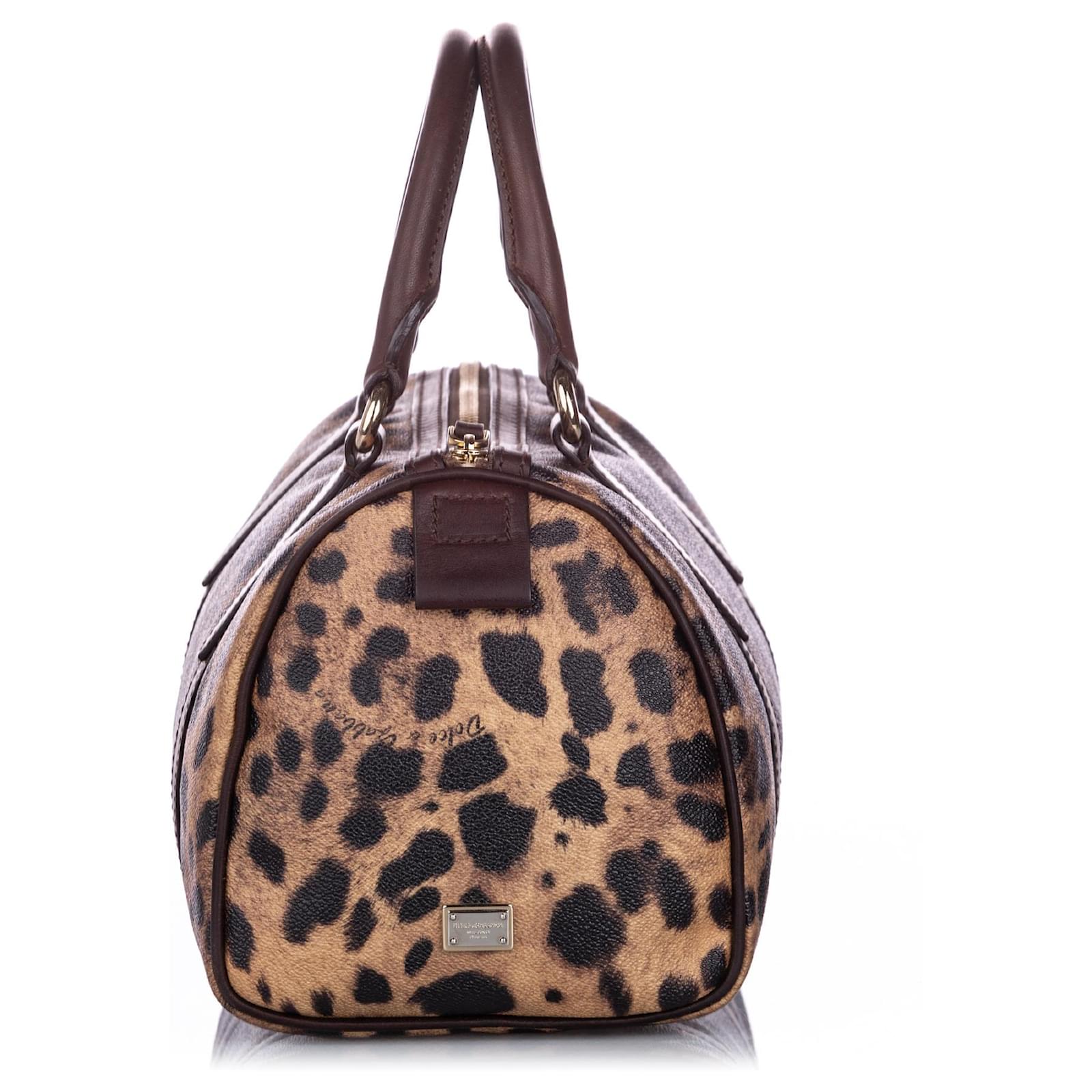 バッグ Dolce&Gabbana boston bag 5 zip printed Autre Marque Dolce&Gabbana Brown Leopard Printed Boston Bag