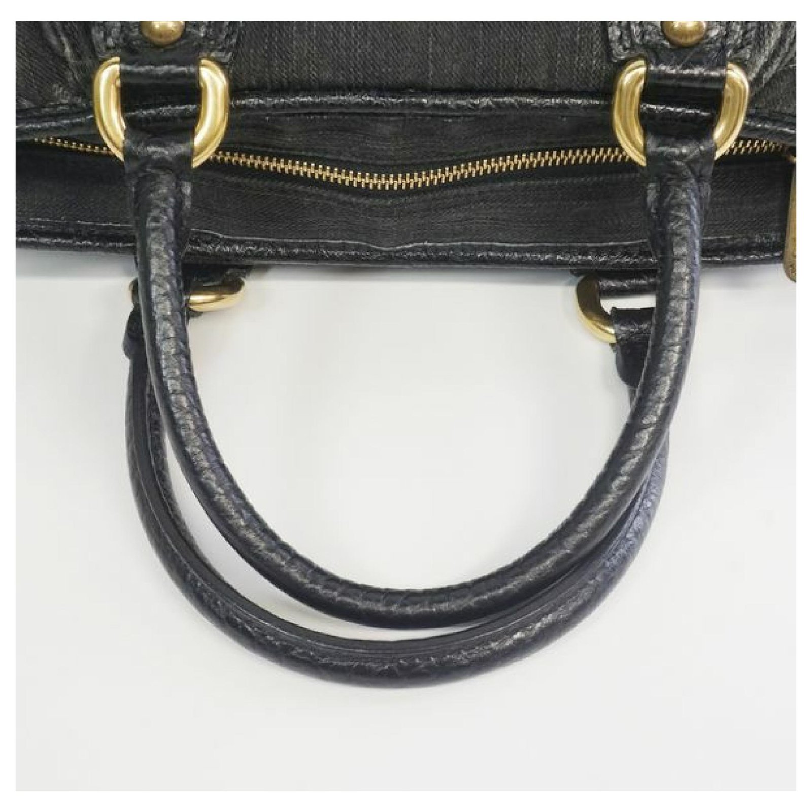 LOUIS VUITTON Authentic M95351 Denim Neo Cabby MM Handbag Noir