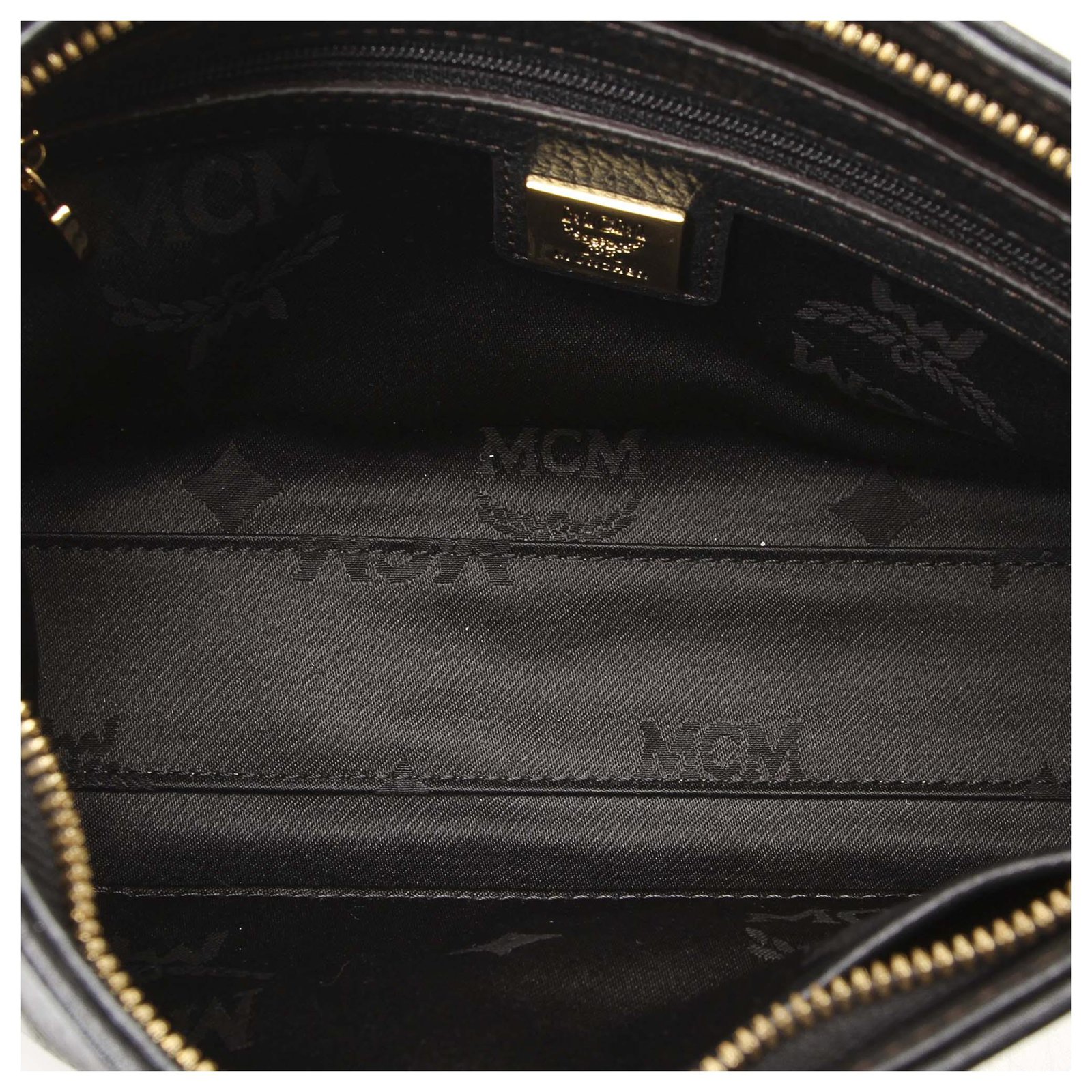 MCM White Visetos Leather Wallet Black Pony-style calfskin ref.329538 -  Joli Closet