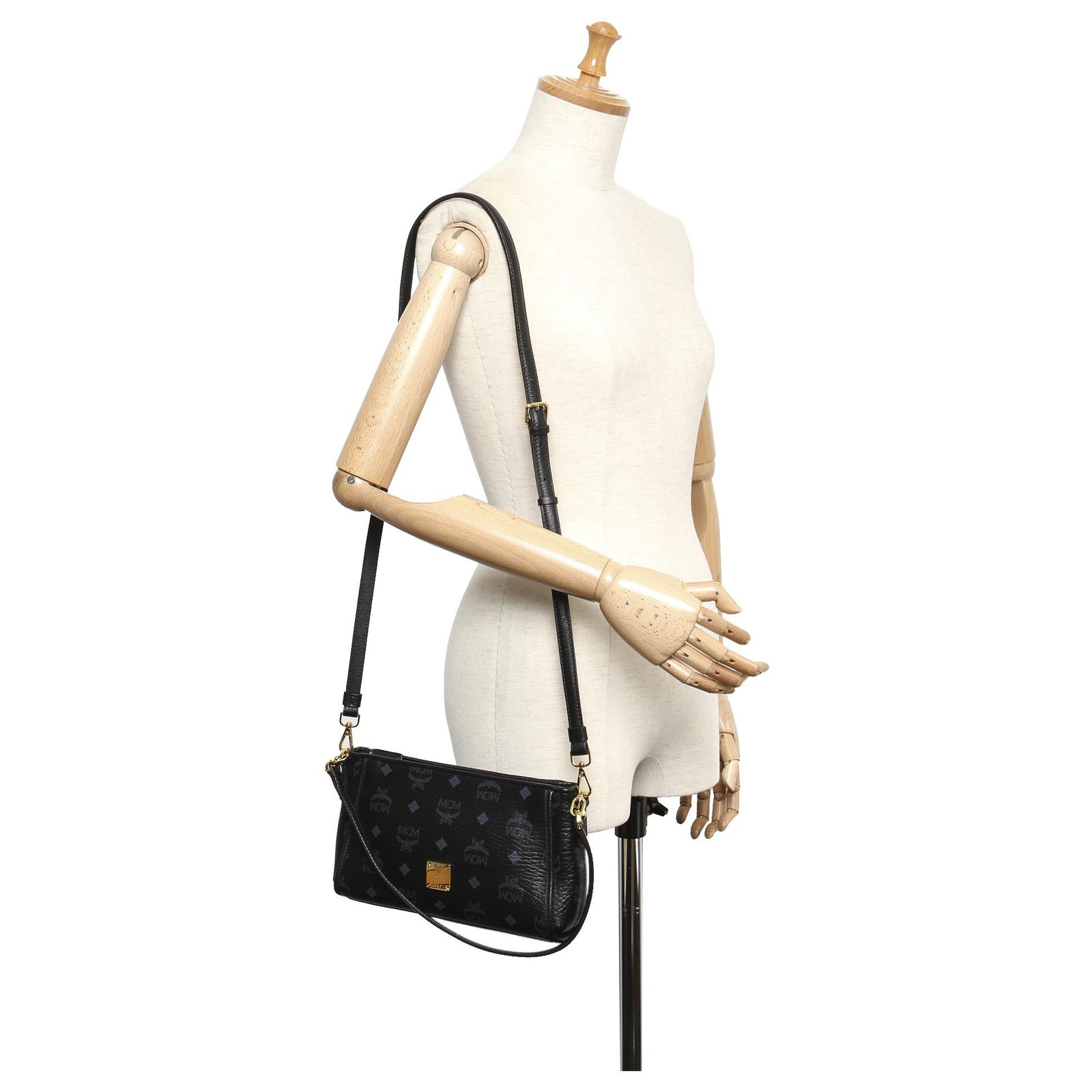 MCM White Visetos Leather Crossbody Bag Black Pony-style calfskin  ref.330887 - Joli Closet