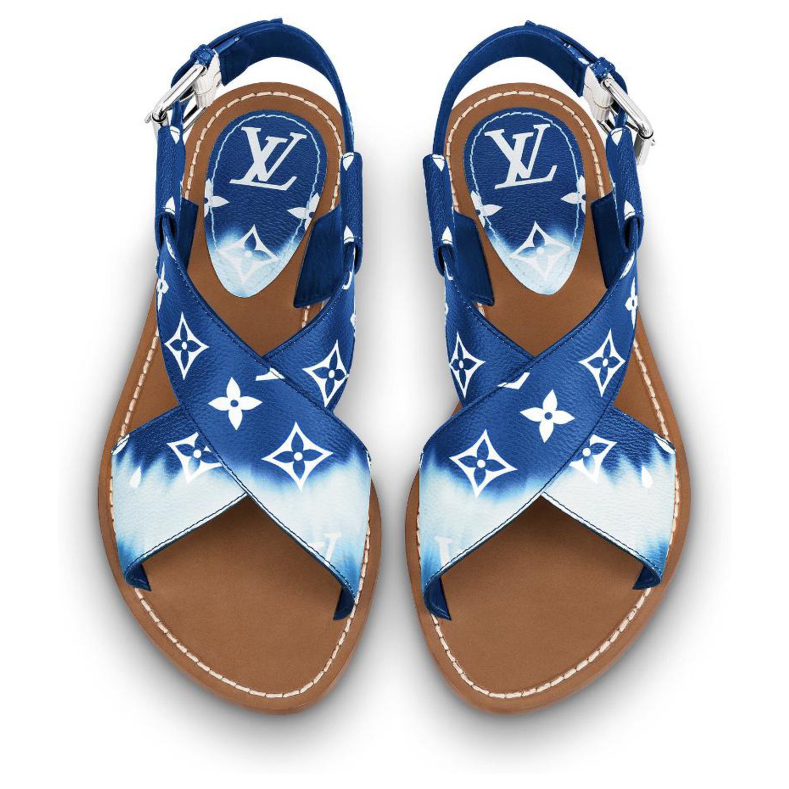 Replica Louis Vuitton LV Escale Palma Flat Sandals Blue