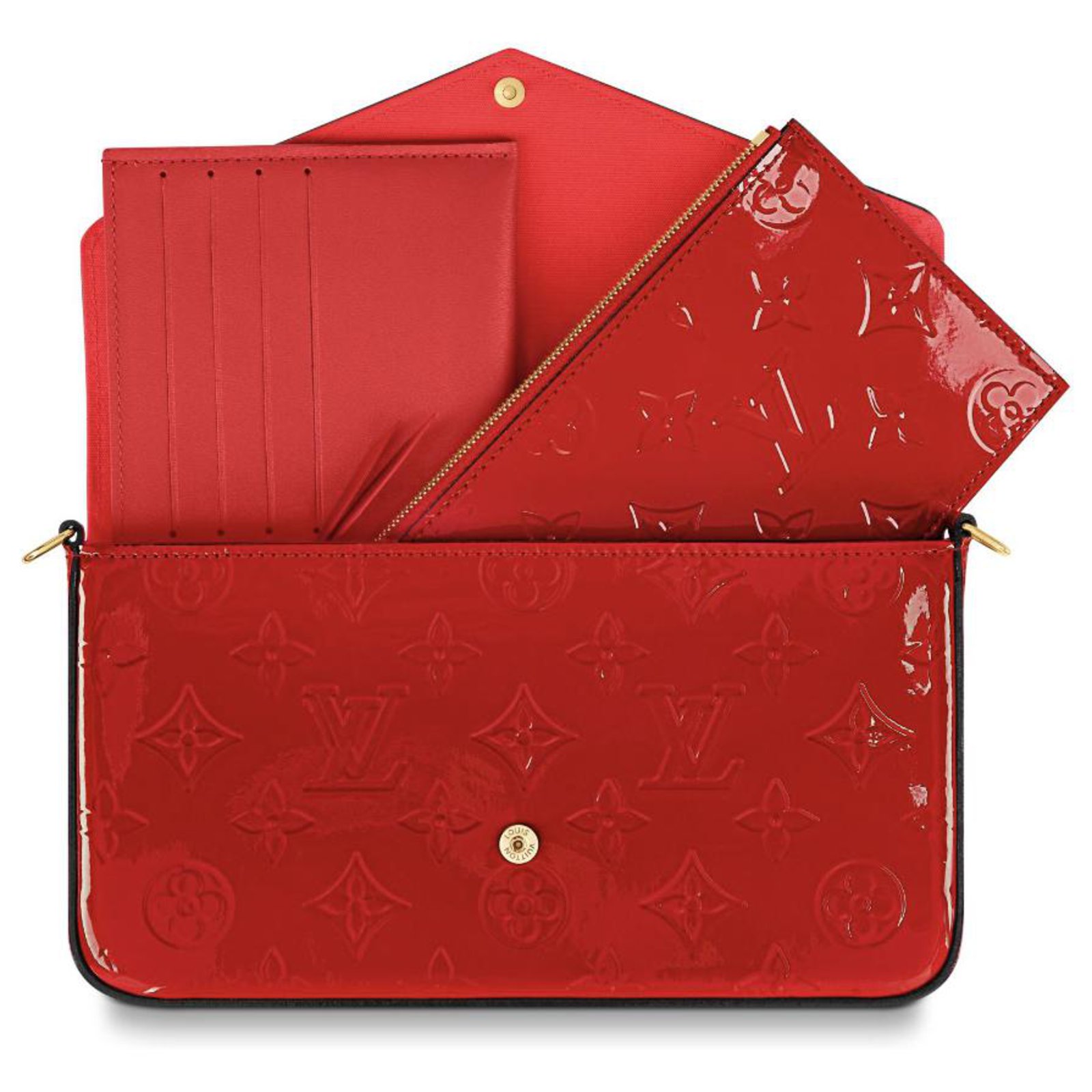 Louis Vuitton Amarante Félicie Pochette in Vernis Leather Red Dark red  ref.341974 - Joli Closet