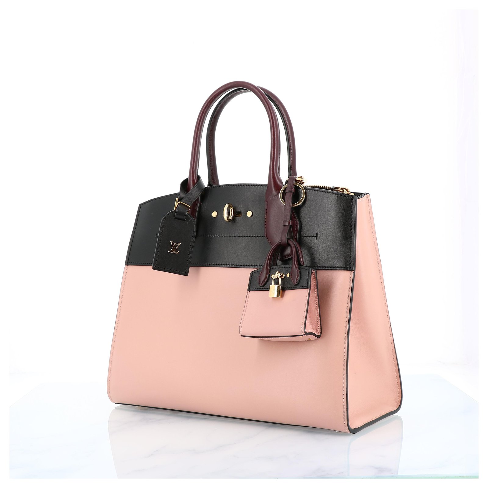 Louis Vuitton City Steamer MM Magolia pink and Black Leather 2