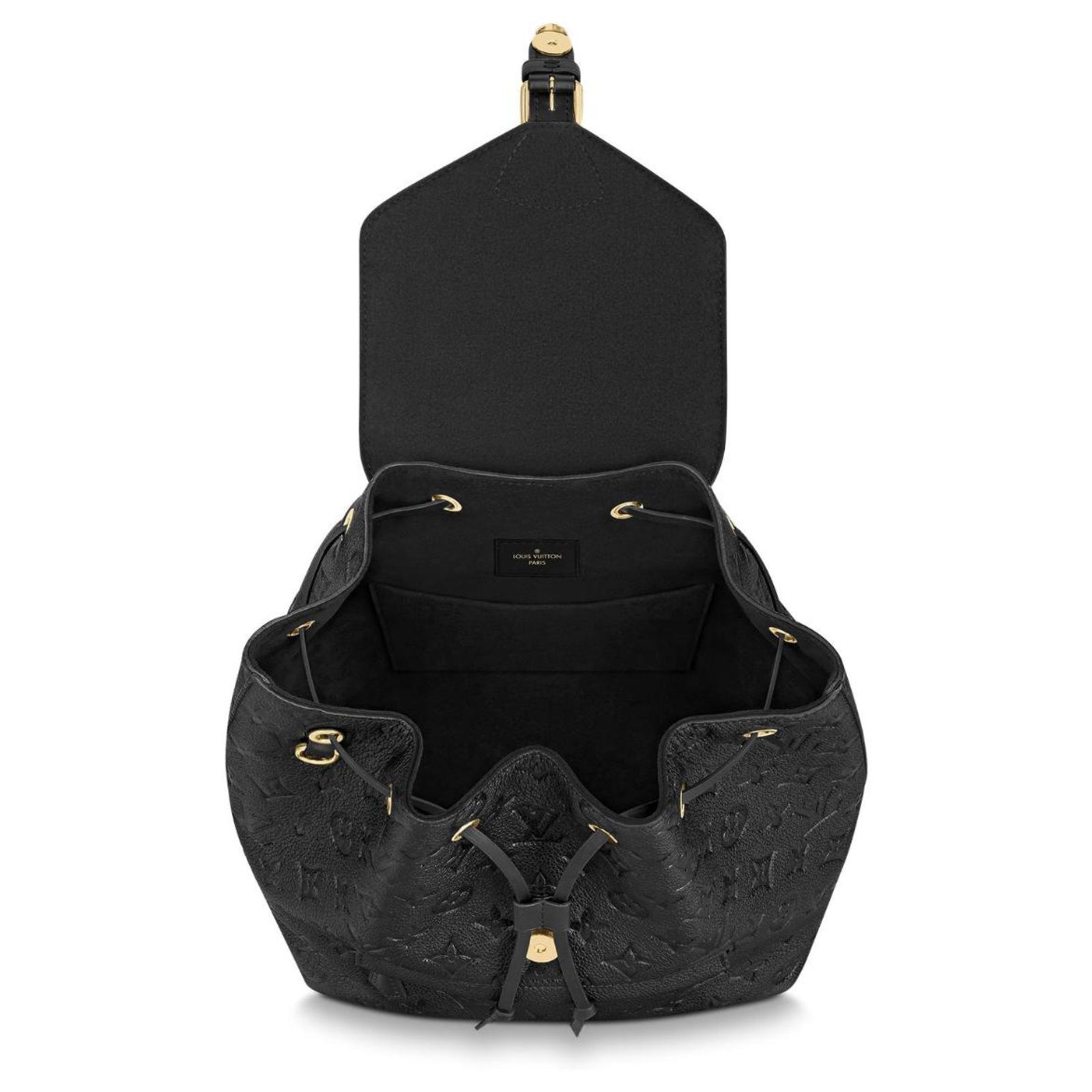 Louis Vuitton LV Unisex Montsouris Backpack Black Black Embossed