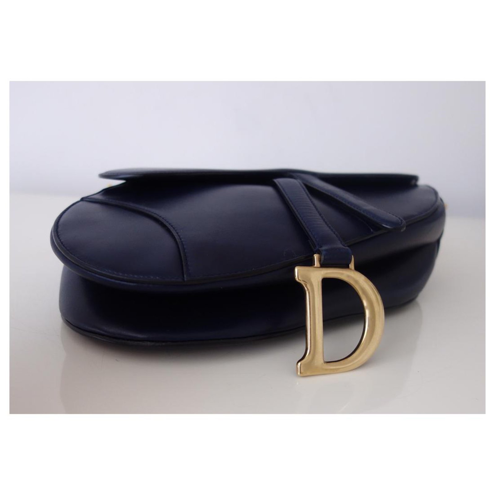 Saddle leather handbag Dior Navy in Leather - 34055109