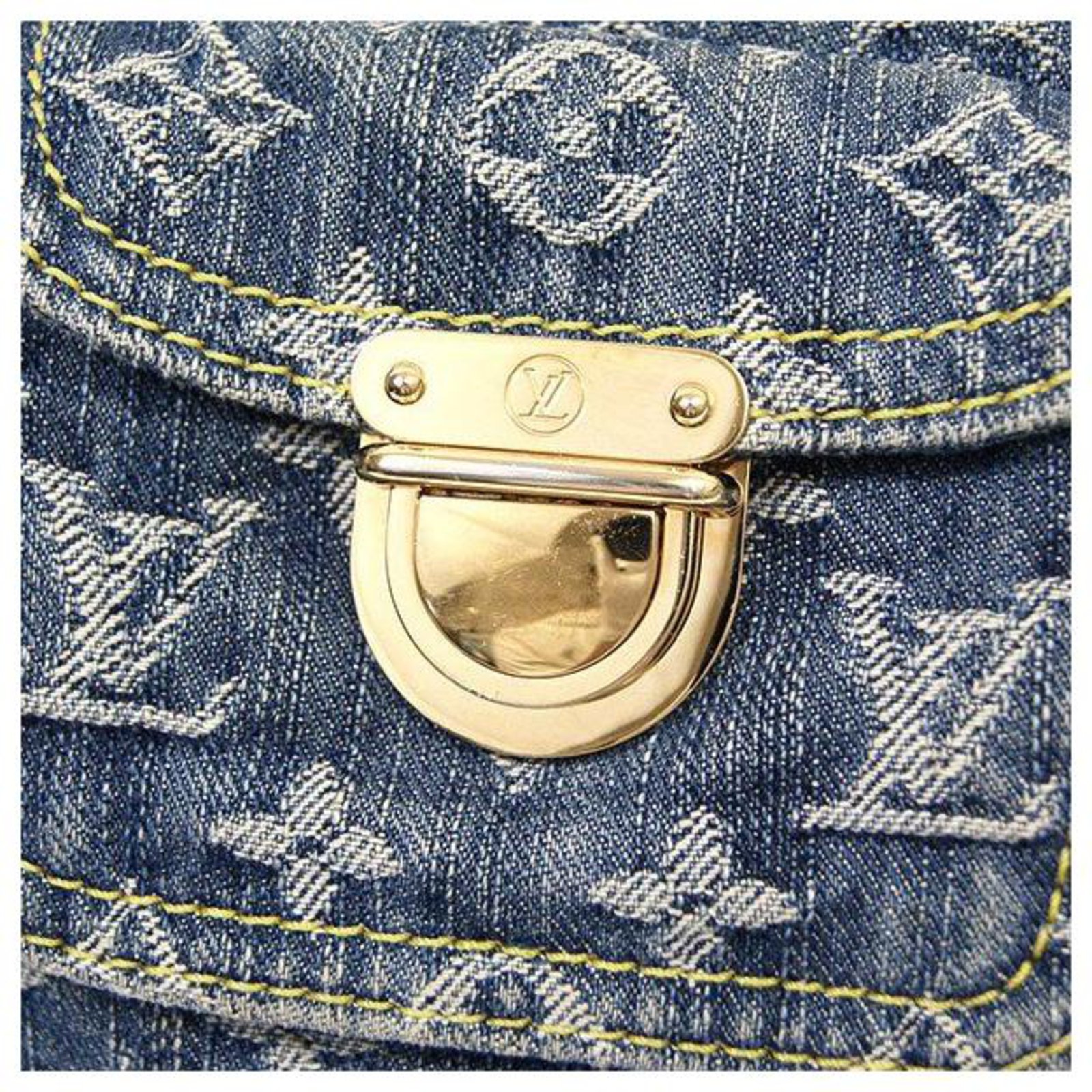 Manhattan handbag Louis Vuitton Blue in Denim - Jeans - 17377129