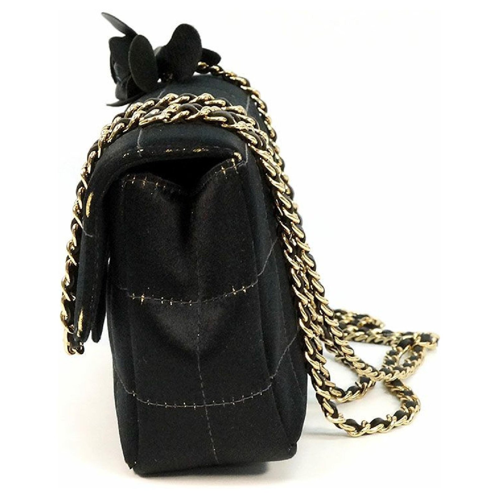 CHANEL Mini chain Chocolate bar coco mark Womens shoulder bag black x gold  hardware Leather Satin ref.210037 - Joli Closet