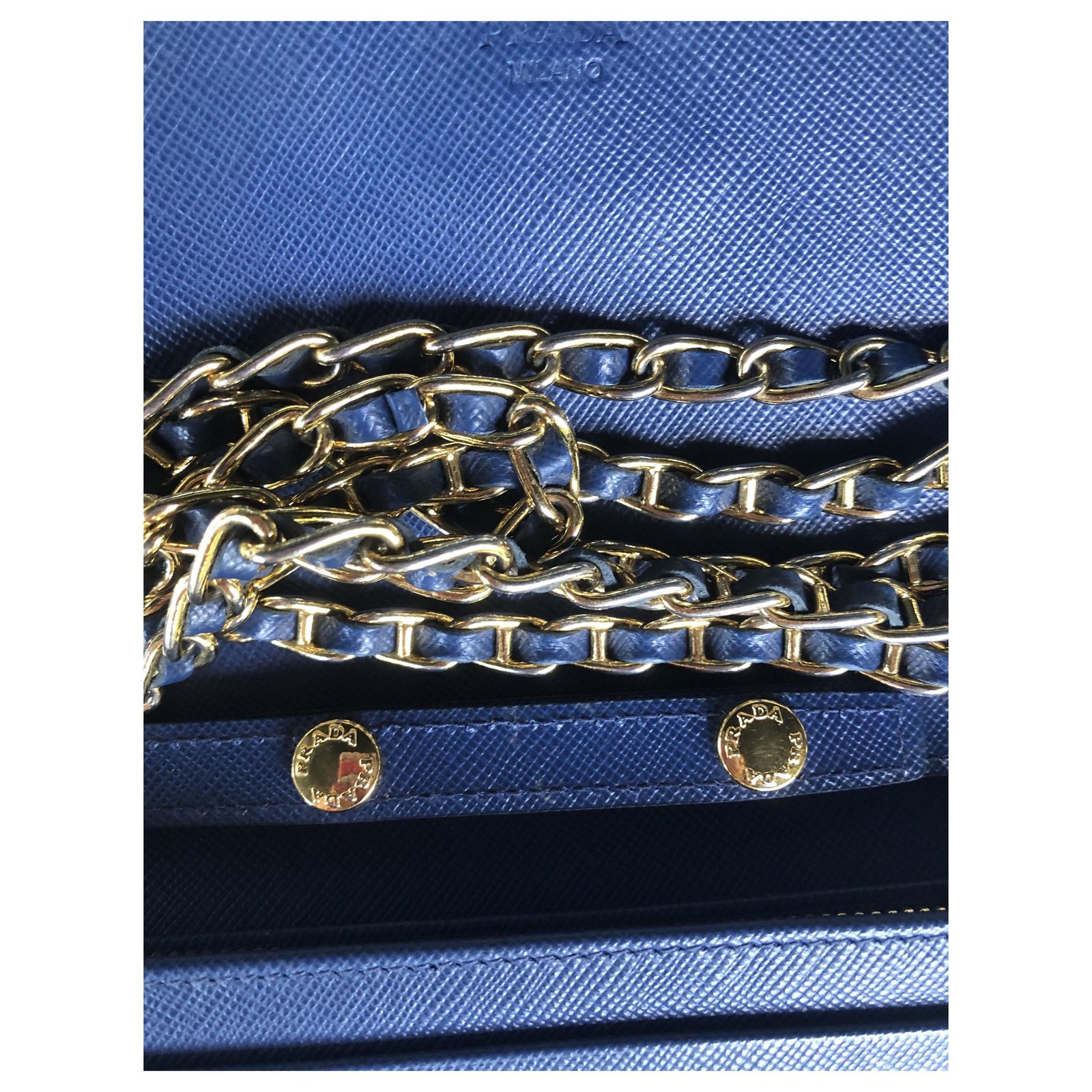 Prada wallet on chain Blue Leather ref.210137 - Joli Closet