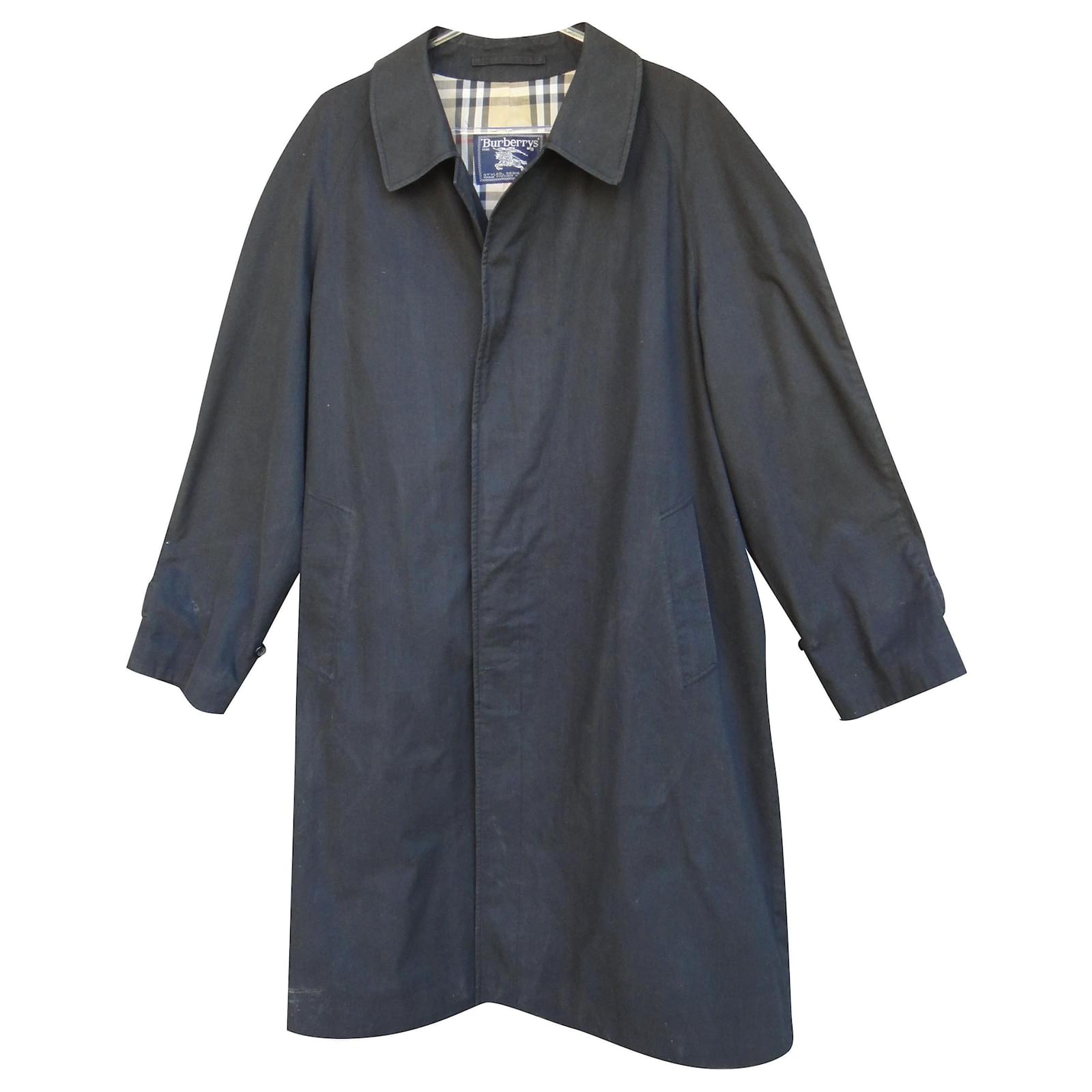 raincoat man Burberry vintage t 52 Black Cotton Polyester ref.210280