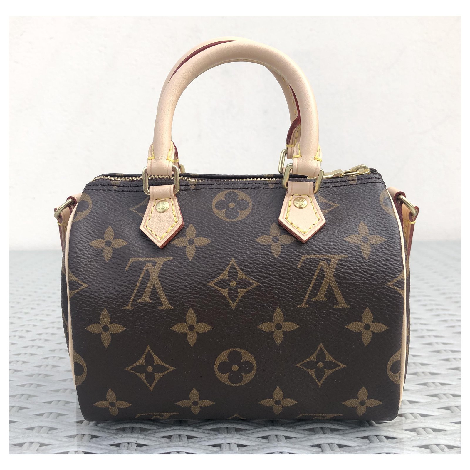 Louis Vuitton Speedy nano monogram Brown Cloth ref.210470 - Joli
