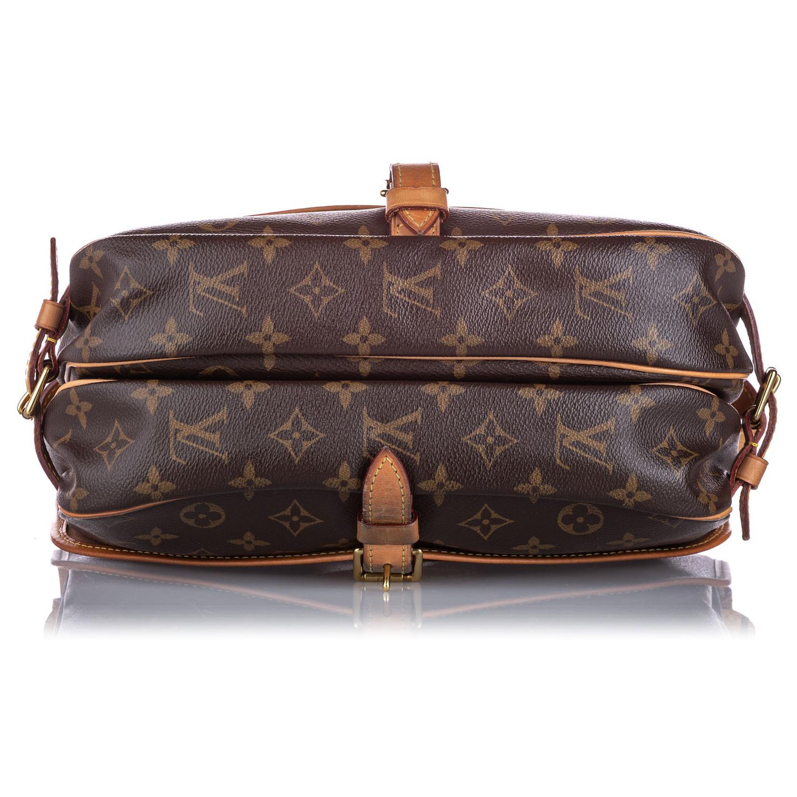 Louis Vuitton Brown Monogram Saumur 25 Leather Cloth ref.210986 - Joli  Closet