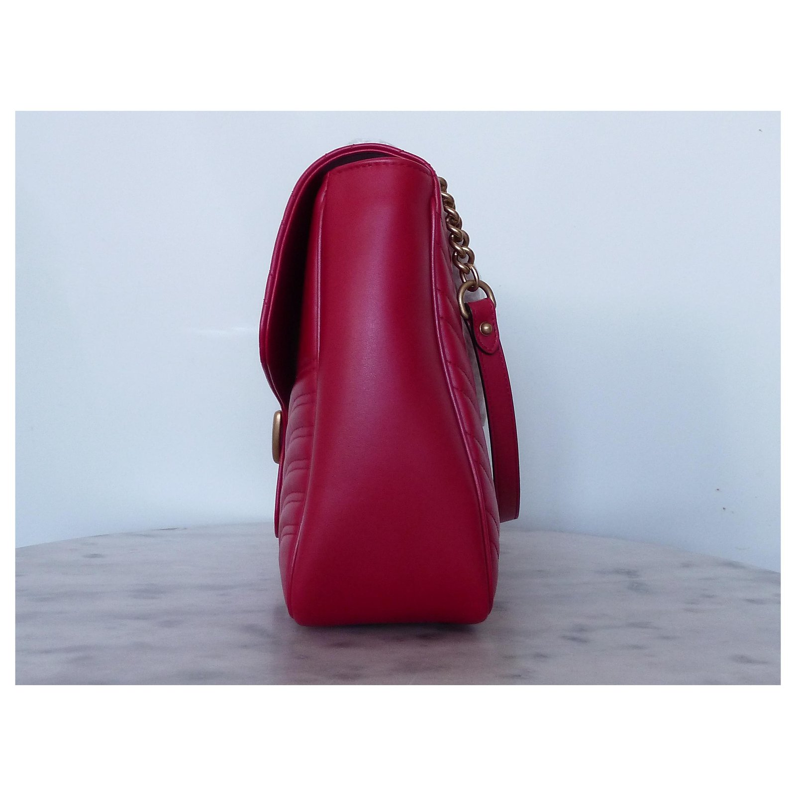 GUCCI MARMONT LARGE RED LEATHER bag ref.211252 - Joli Closet