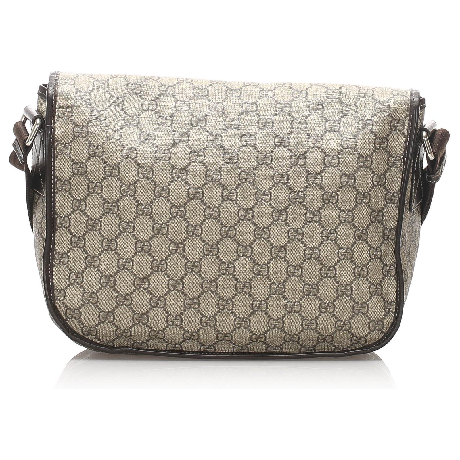 Gucci Brown GG Supreme Crossbody Bag White Light brown Leather Cloth  Pony-style calfskin Cloth ref.304305 - Joli Closet