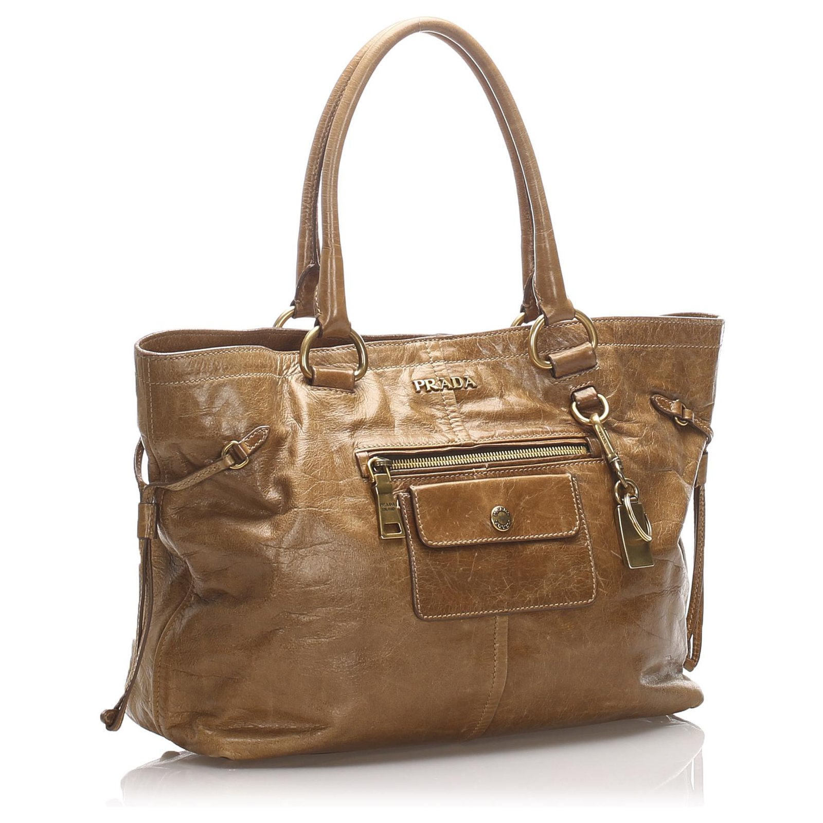 Prada Brown Vitello Phenix Crossbody Bag Light brown Leather Pony-style  calfskin ref.208967 - Joli Closet