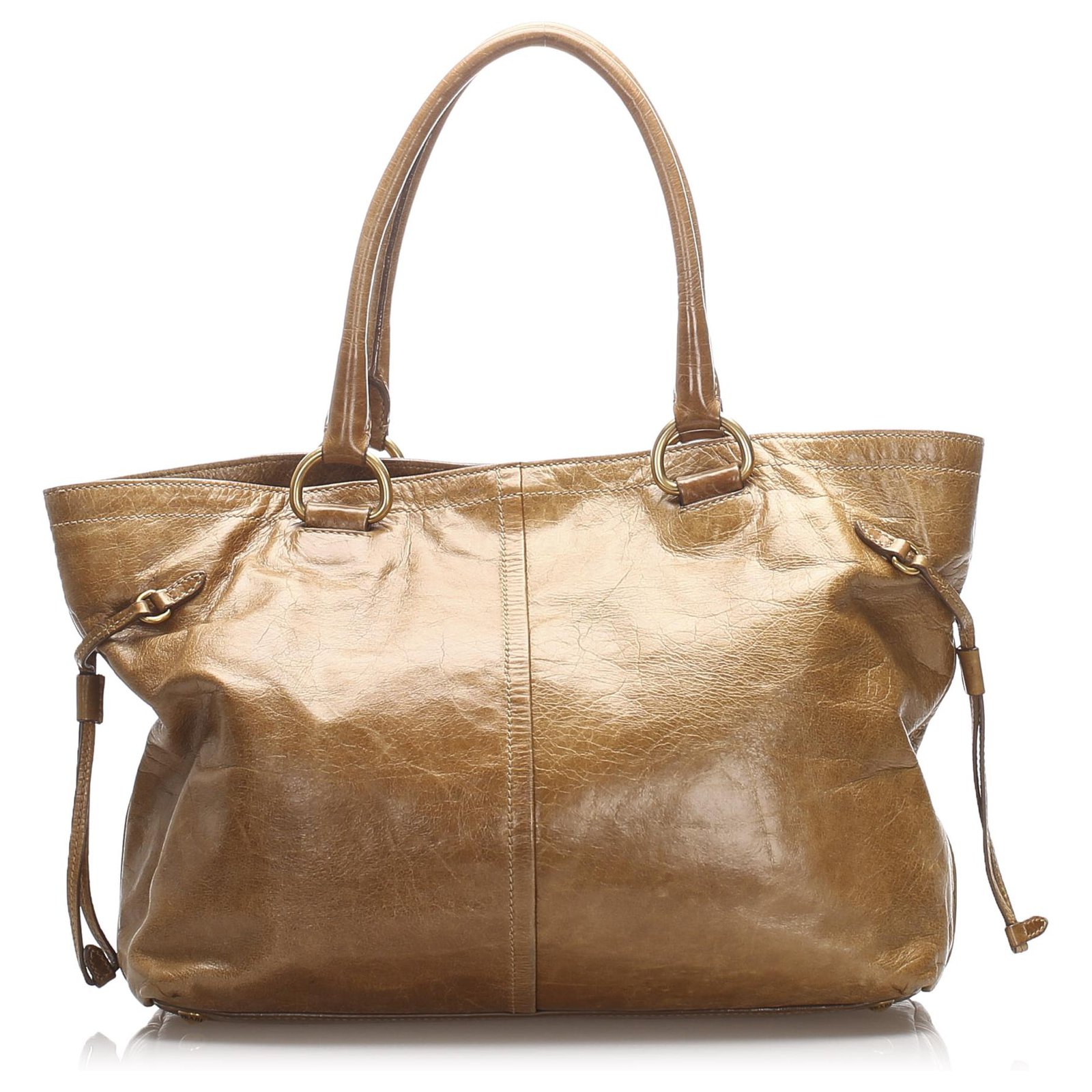 Prada BN1866 Beige Vitello Shine Leather Bow Shopping Bag with Strap 4 –  Bagriculture
