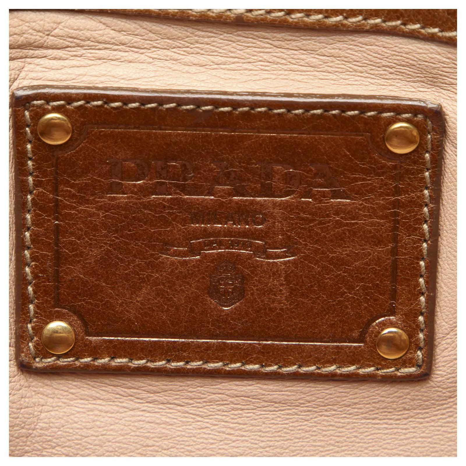 Prada Brown Vitello Phenix Tote Bag Beige Leather Pony-style calfskin  ref.518551 - Joli Closet