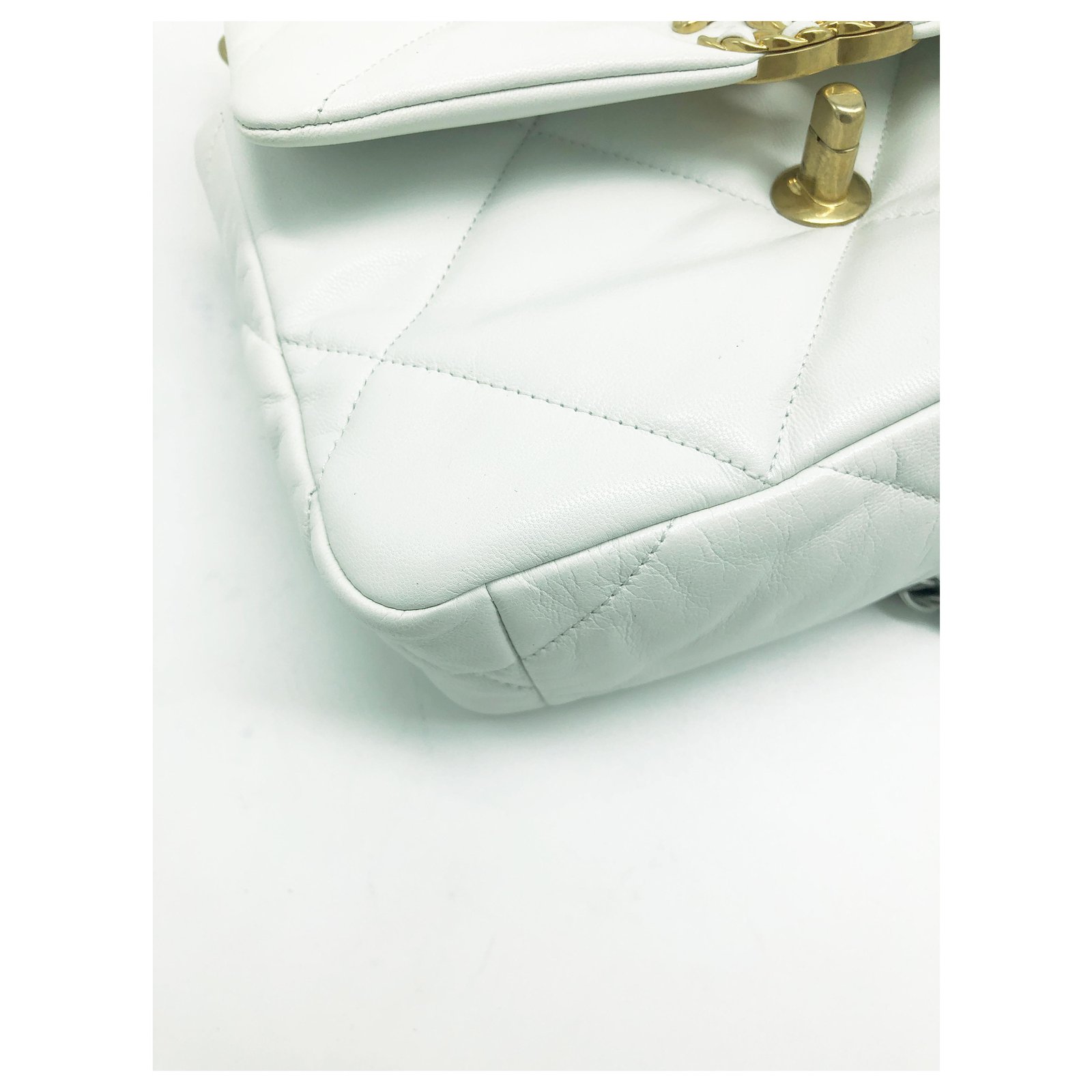 Chanel Brand New Gold White Leather CC Dangle Reissued Piercing Earrings -  LAR Vintage