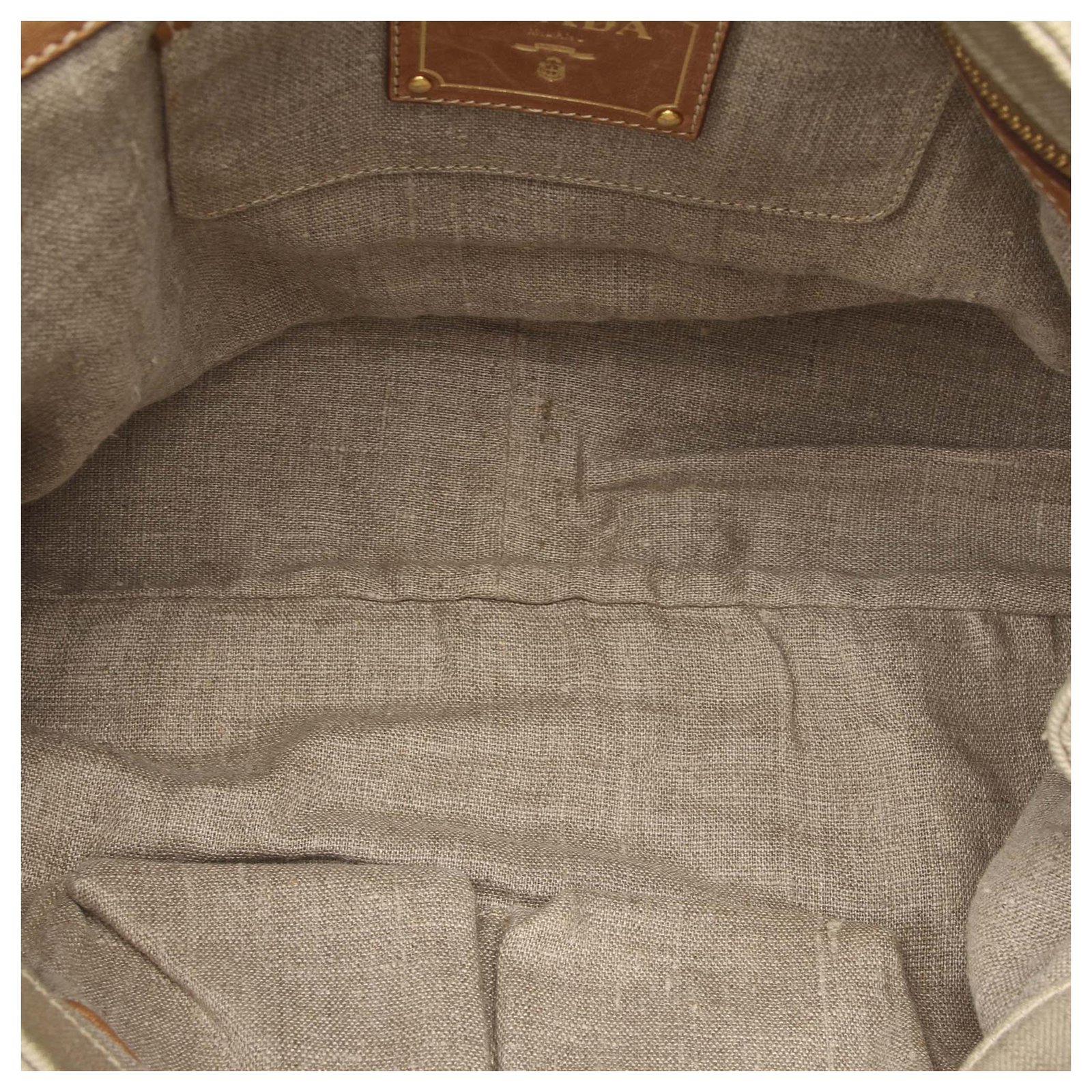 Prada Brown Denim Chain Shoulder Bag Beige Cloth ref.213014 - Joli