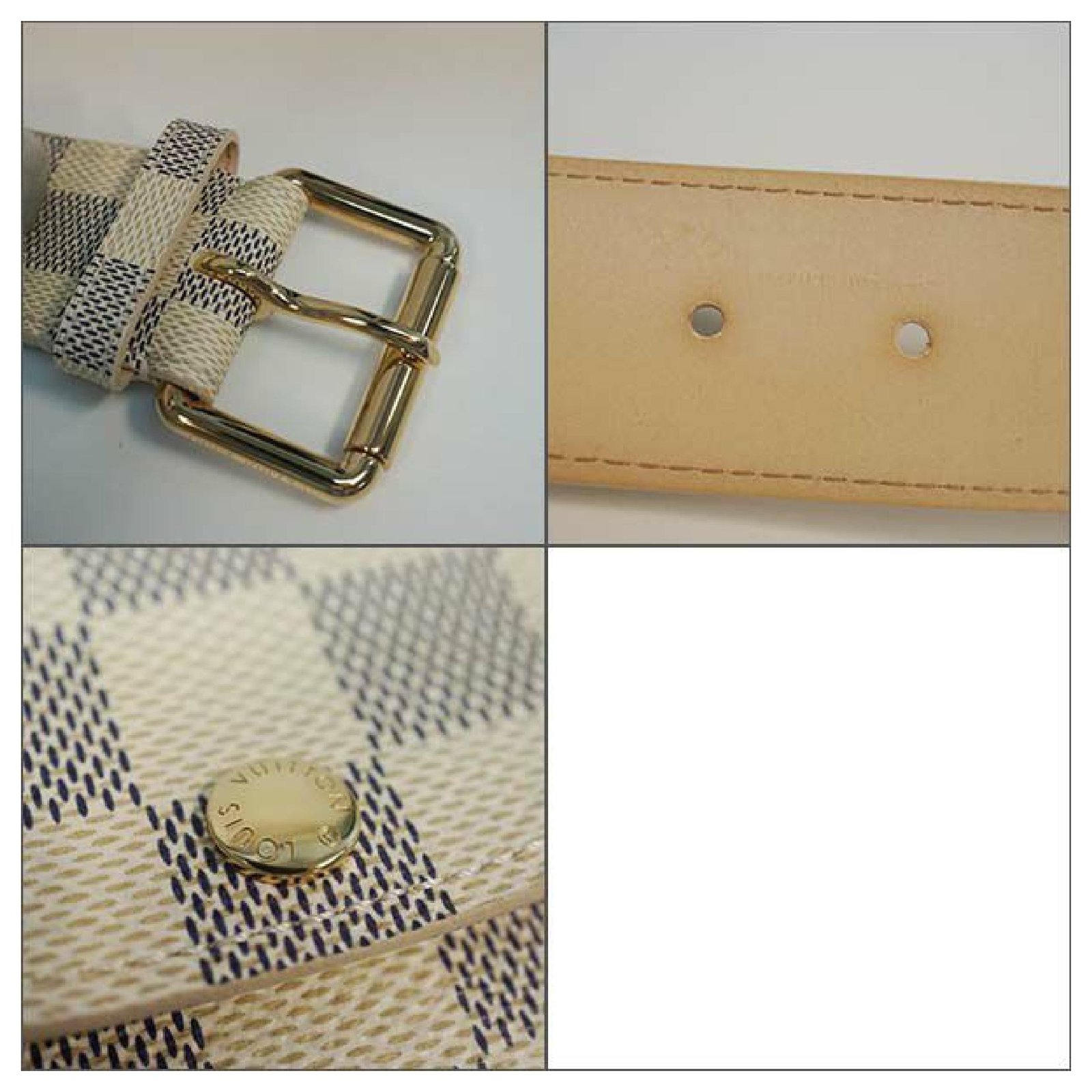 Louis Vuitton Belt Pochette Solo Damier Azur in Leather with Brass