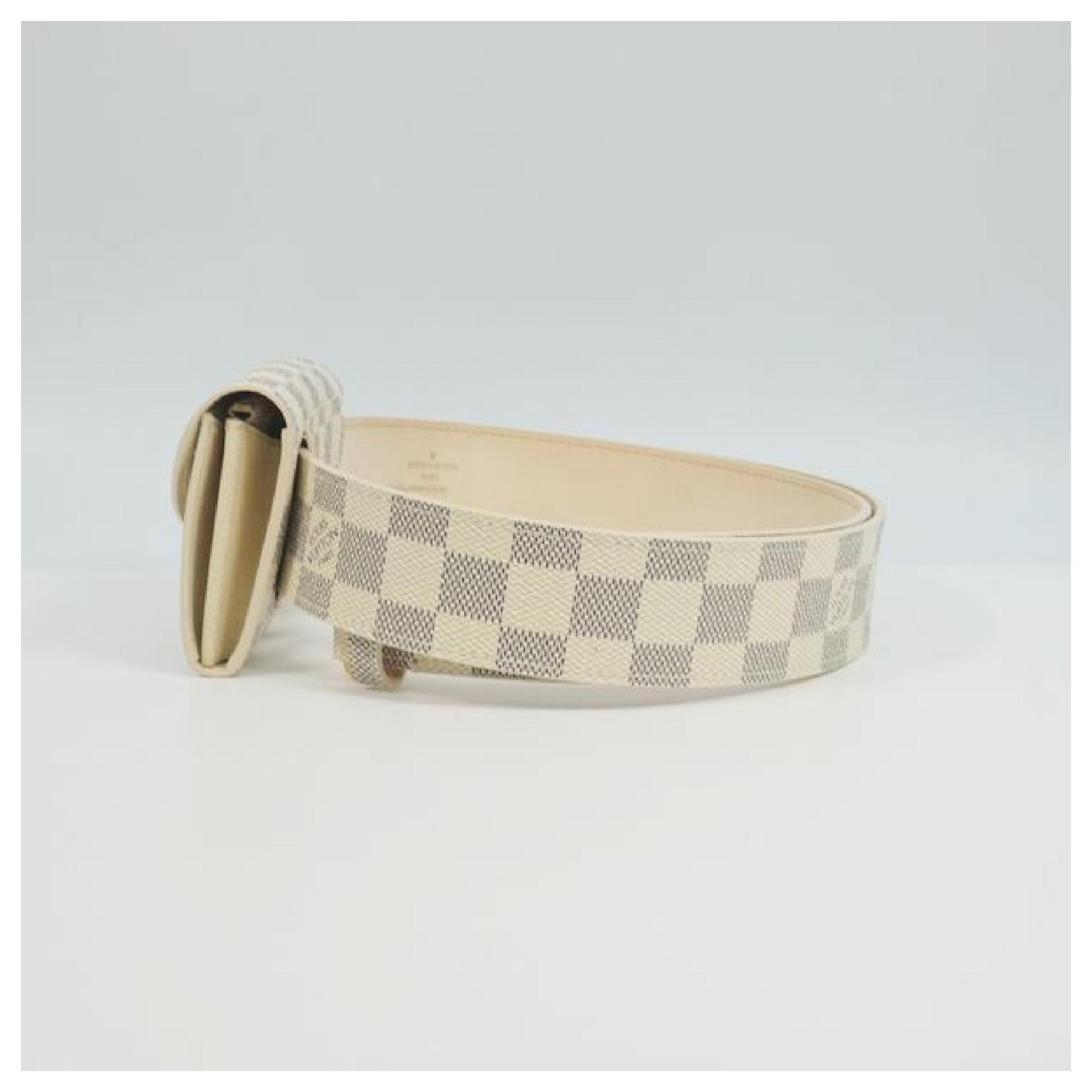 Louis Vuitton Belt Pochette Solo Damier Azur in Leather with Brass