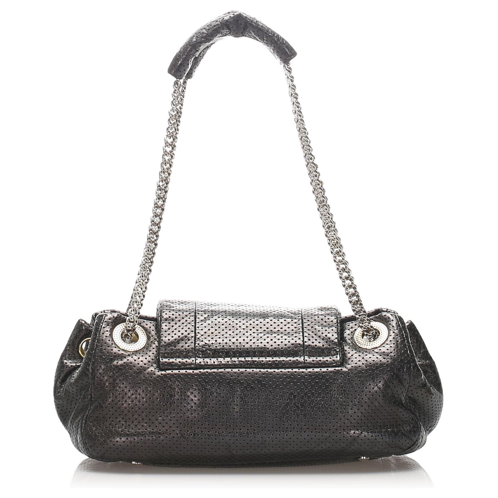 Chanel Black Perforated Drill Accordion Flap Bag Leather Metal Pony-style  calfskin ref.213421 - Joli Closet