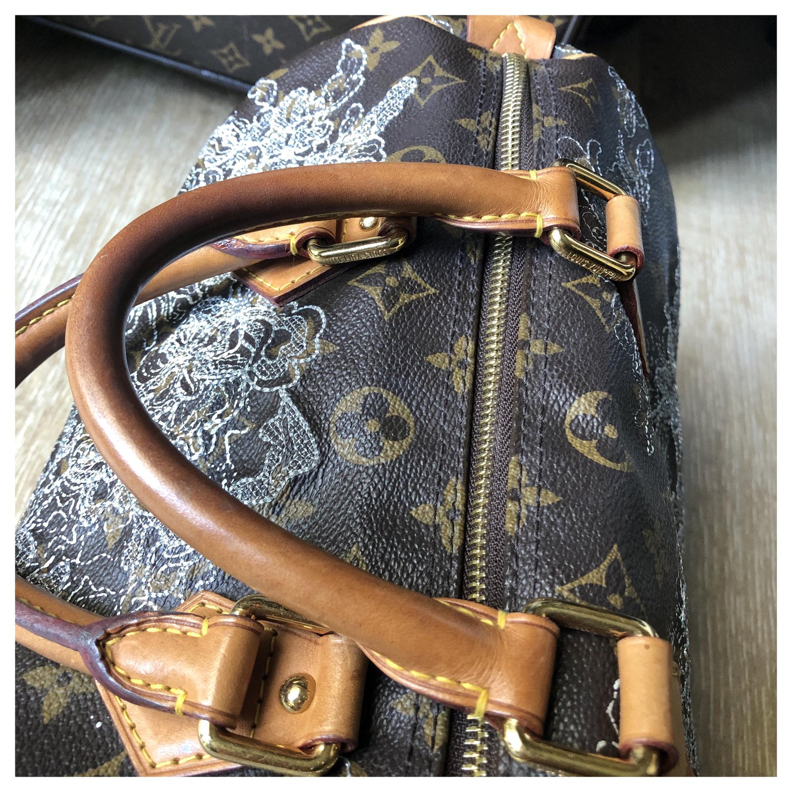 Louis Vuitton Speedy bag special edition (Sprouse) Silvery Beige Dark brown  ref.213773 - Joli Closet