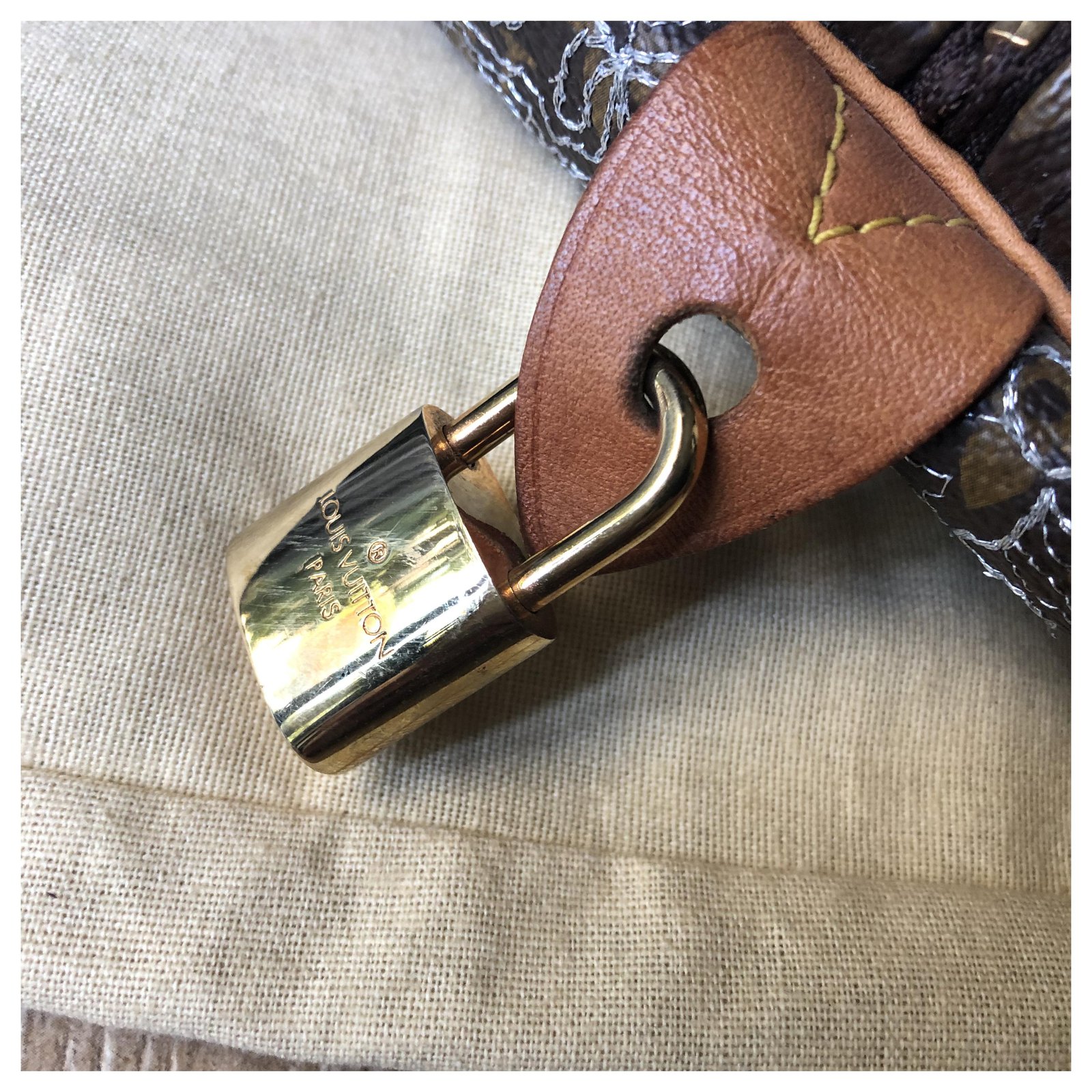 Louis Vuitton Speedy bag special edition (Sprouse) Silvery Beige Dark brown  ref.213773 - Joli Closet