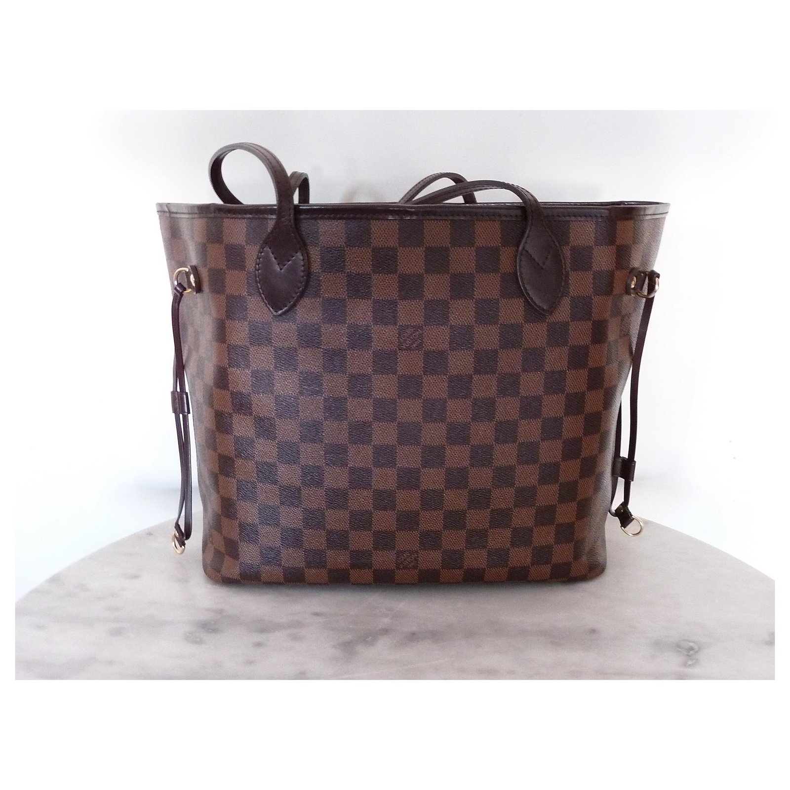 Neverfull cloth tote Louis Vuitton Brown in Cloth - 38057608