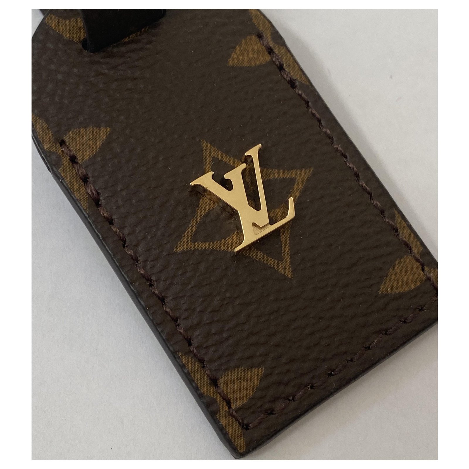 Louis Vuitton luggage tag black leather Golden ref.333518 - Joli Closet