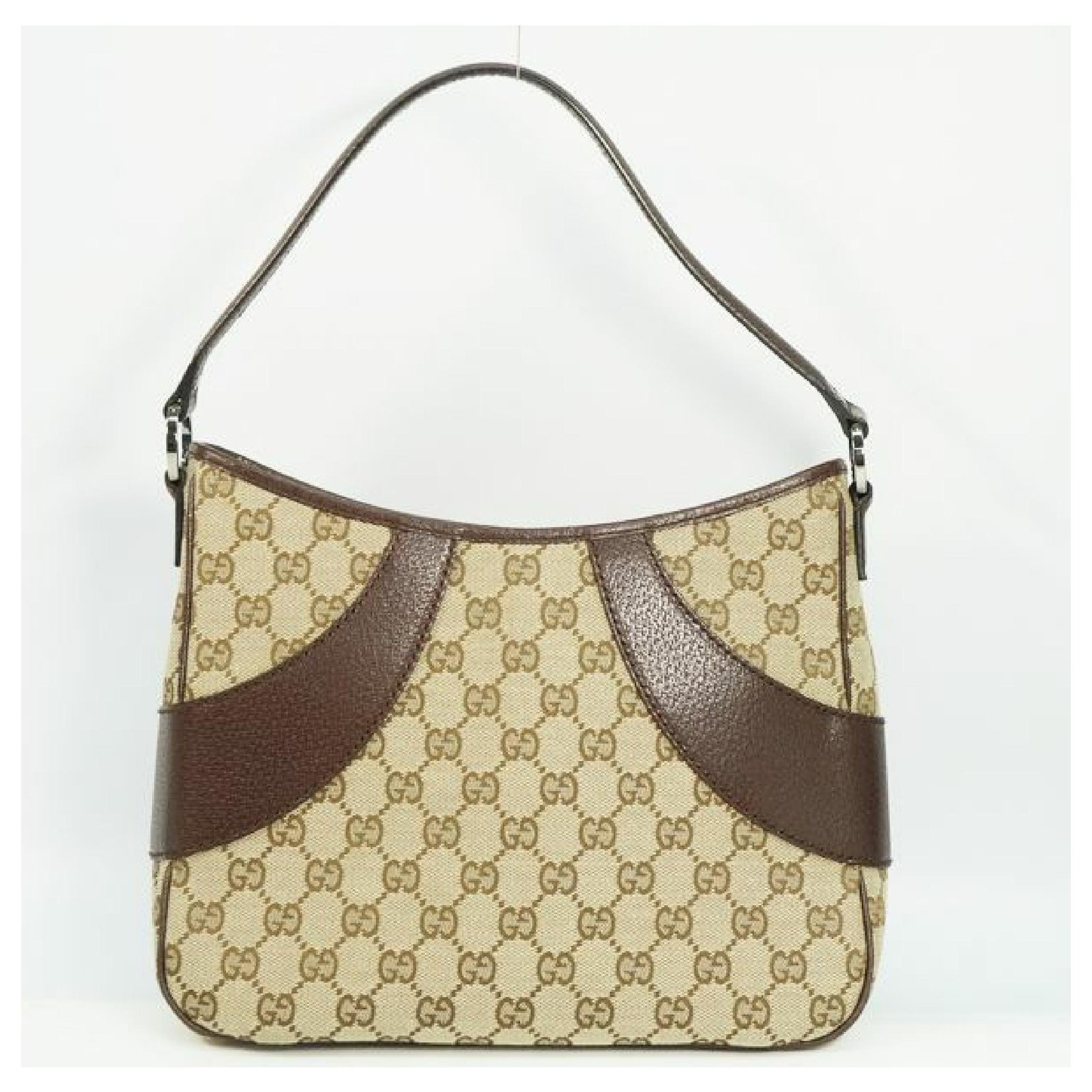 GUCCI Shoulder Bag 113013 Square type GG canvas/leather Brown