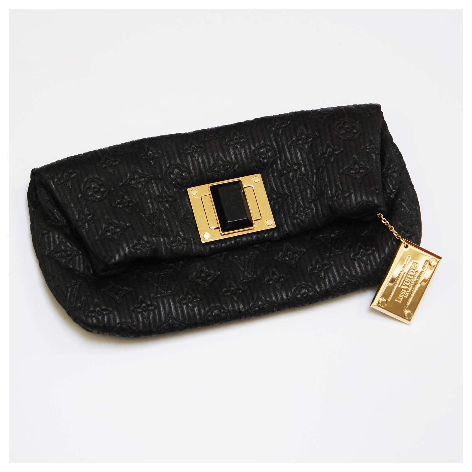 Louis Vuitton Pochette clutch Altair black jacquard matelassé ref