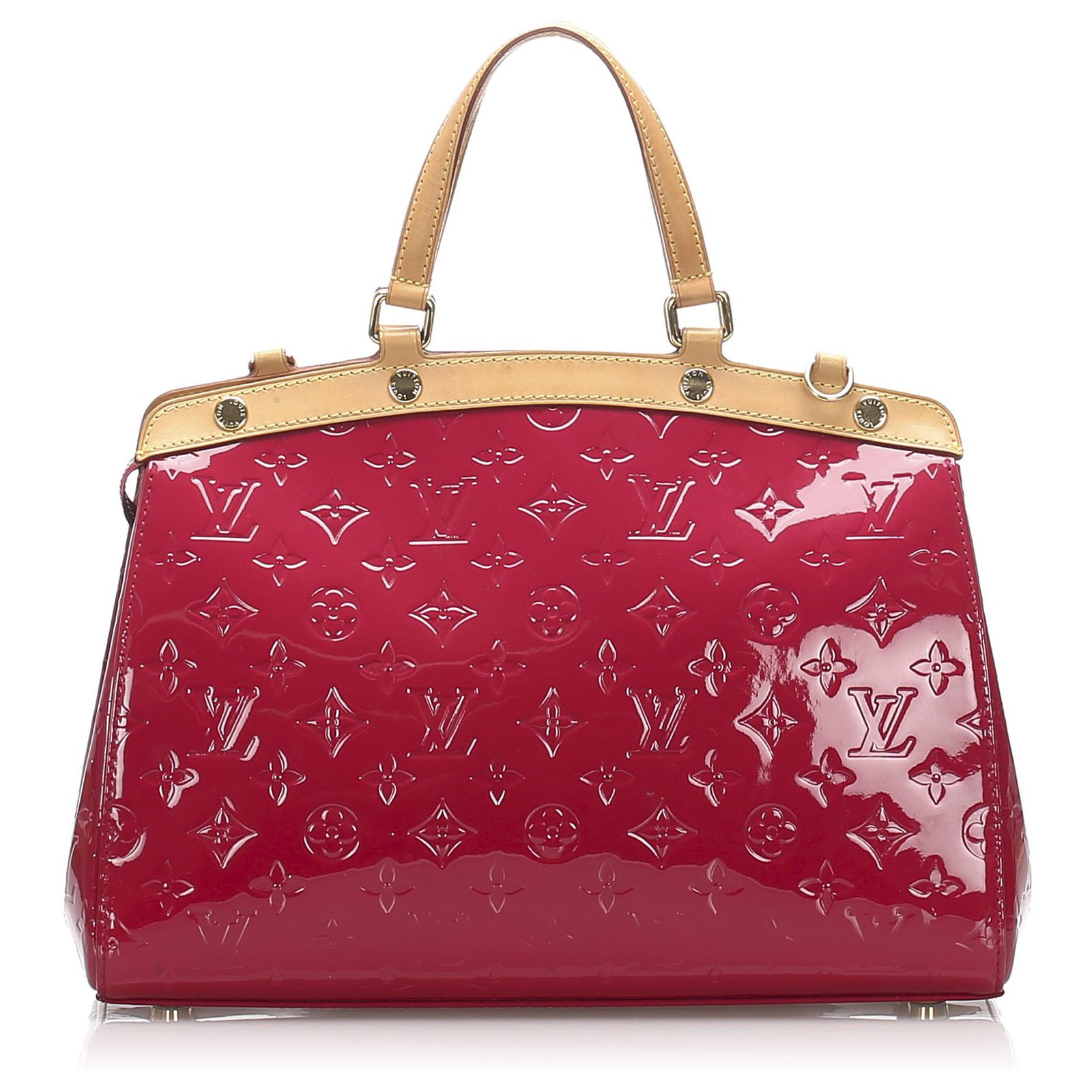 Louis Vuitton Red Vernis Brea MM Brown Beige Leather Patent leather  ref.214434 - Joli Closet