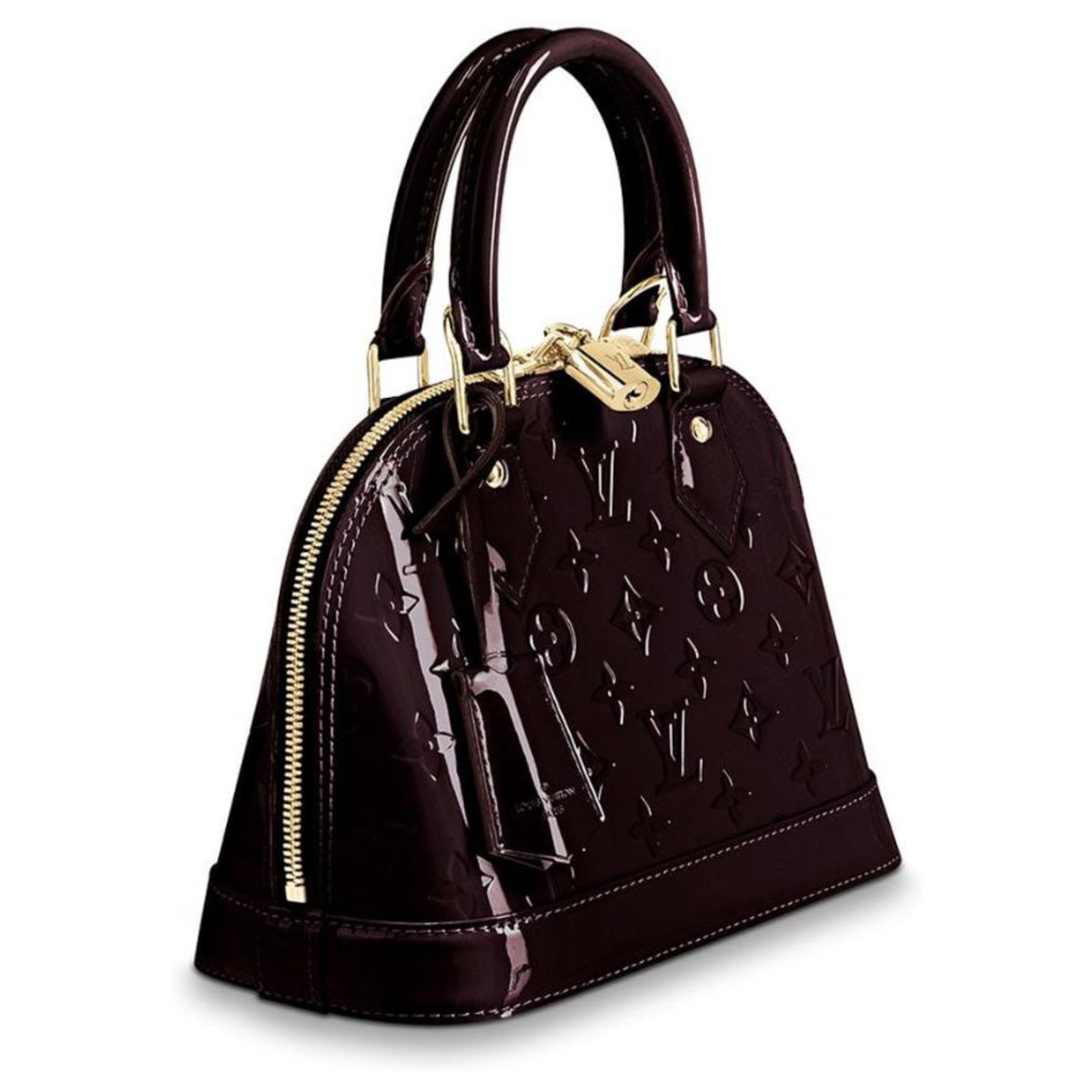 VERKAUFT - Louis Vuitton M91678 Alma BB Monogram Vernis Amaranth Tasche  Handtasche * wie NEU mit Rechnung von 2019