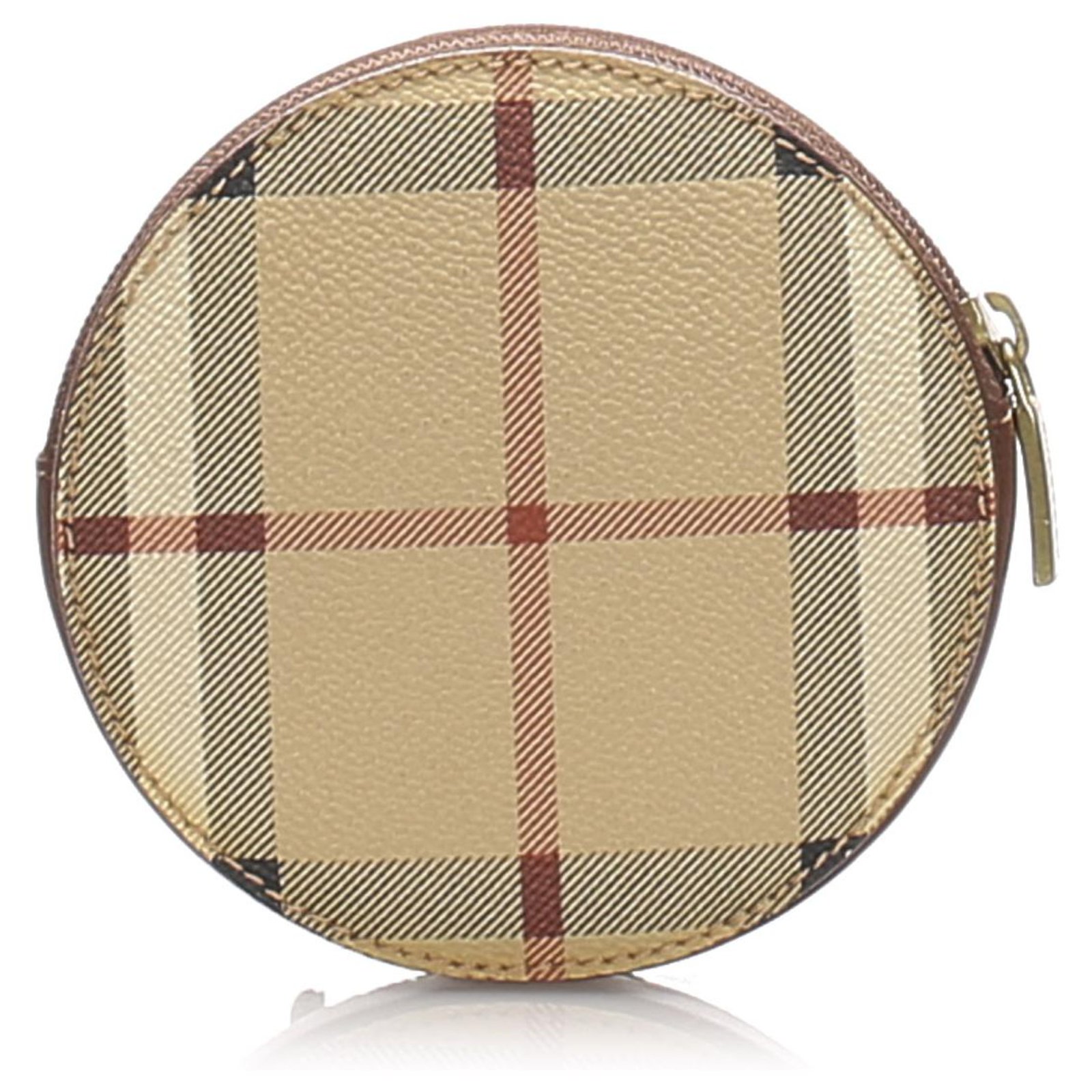 Burberry Brown Haymarket Check Coin Pouch Multiple colors Light brown  Leather Cloth Pony-style calfskin Cloth ref.214596 - Joli Closet