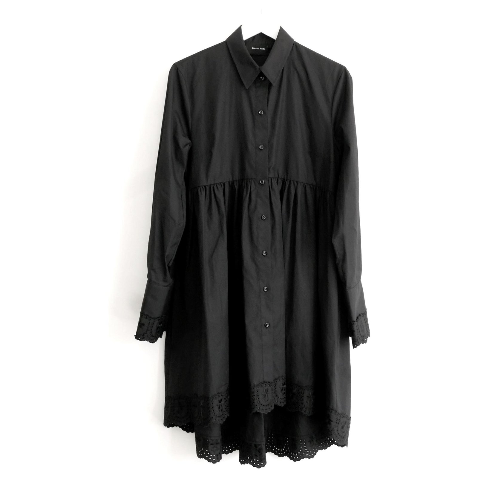 Simone Rocha Lace Hem Shirt Dress Black Cotton ref.214735 - Joli