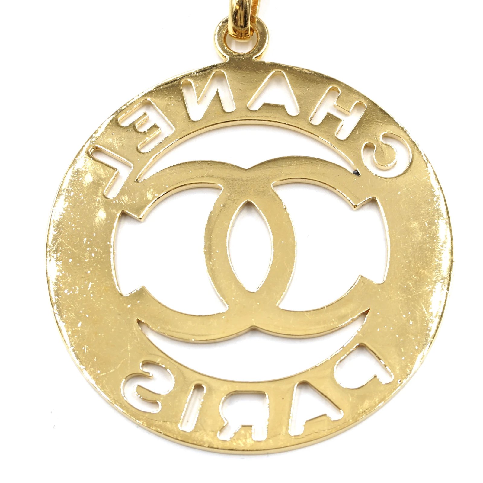 Chanel Gold CC Oversize Cutout Necklace Golden Metal ref