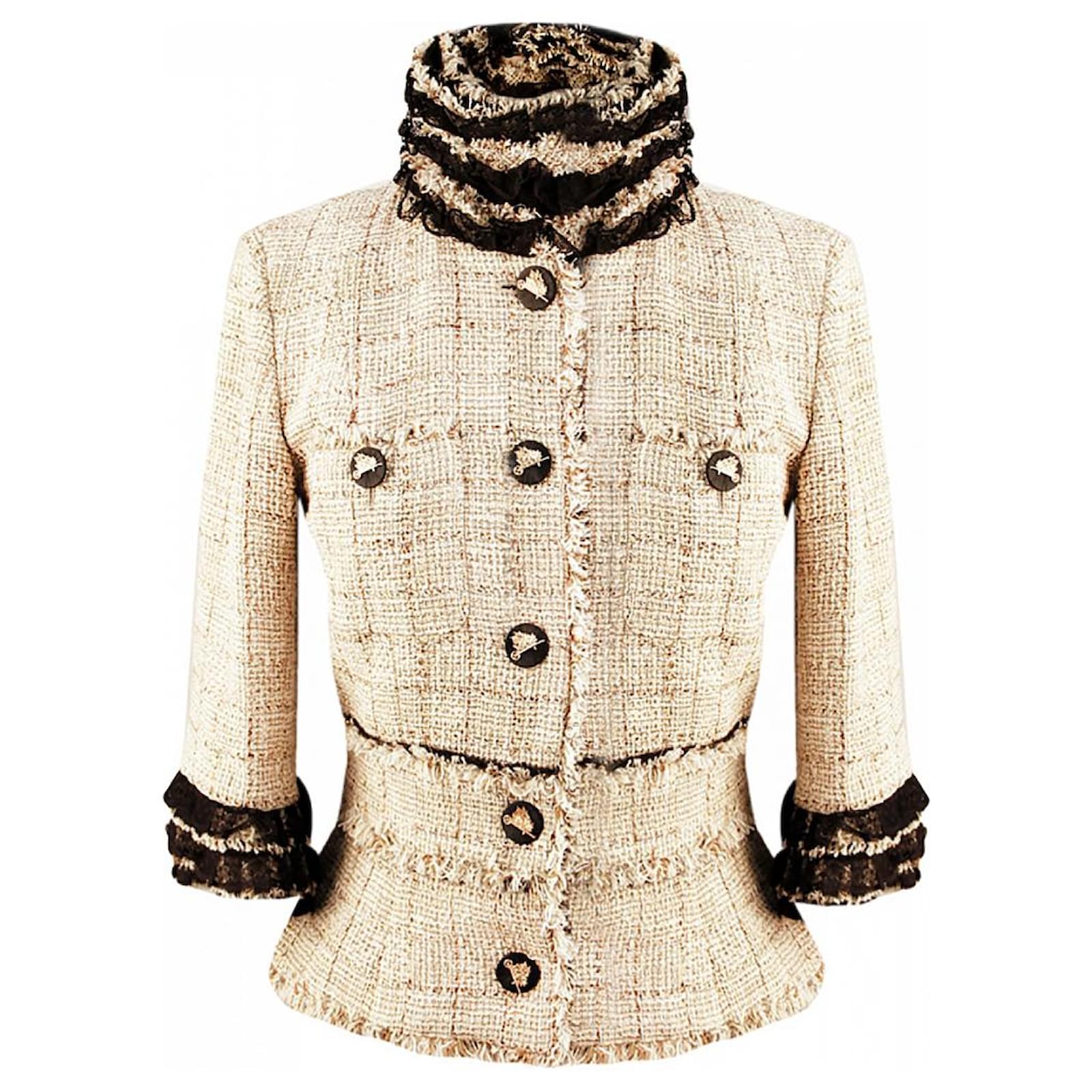Chanel giacca di tweed di pista molto rara Beige ref.215106 Joli Closet