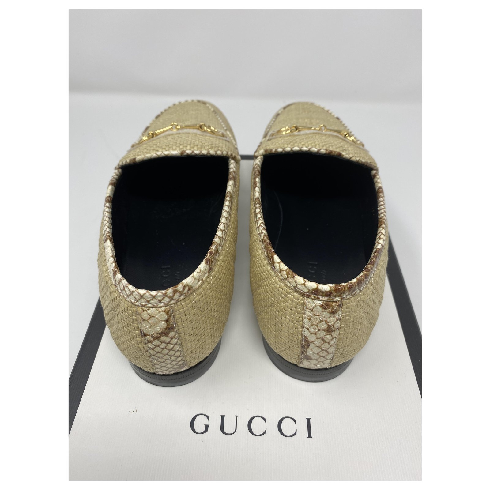 Gucci Jordan moccasins Beige Straw ref.215526 - Joli Closet