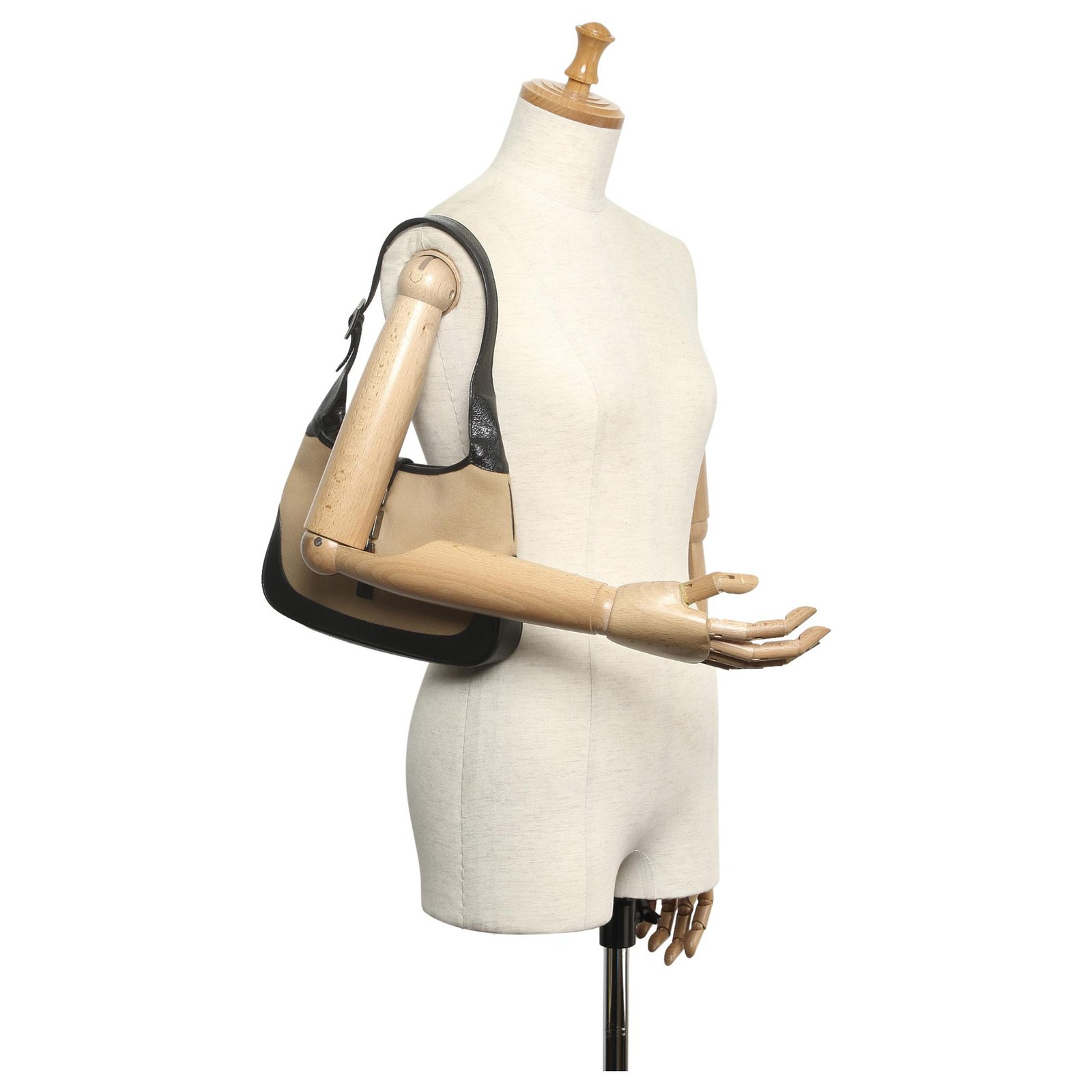 Gucci Brown Wool Jackie Shoulder Bag Black Beige Leather Pony-style  calfskin Cloth ref.215563 - Joli Closet
