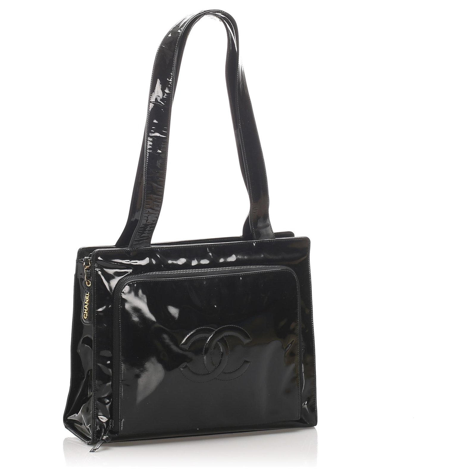 Chanel Black CC Patent Leather Shoulder Bag ref.215668 - Joli