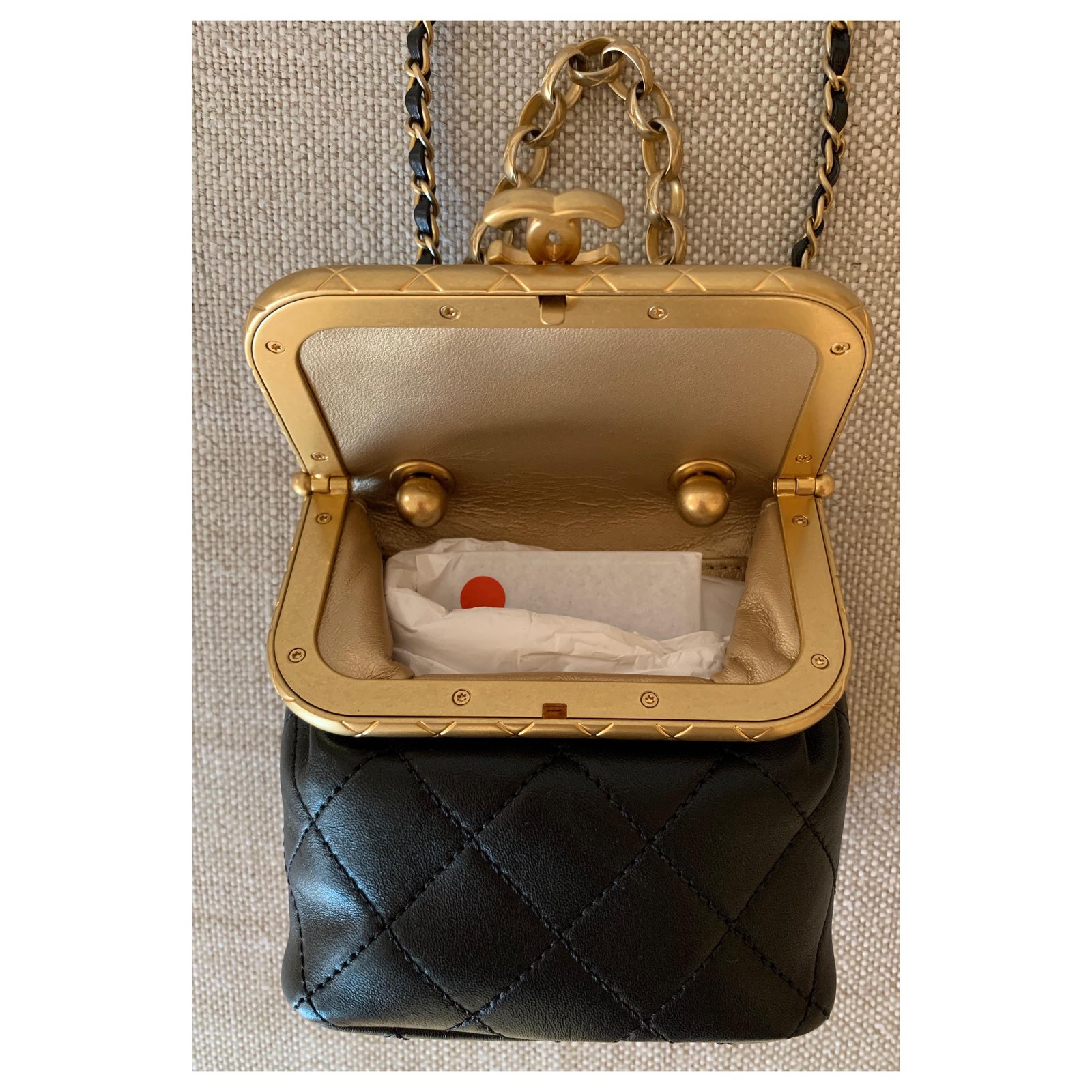 Chanel Mini Black Patent Leather Kiss lock Shoulder Bag at 1stDibs
