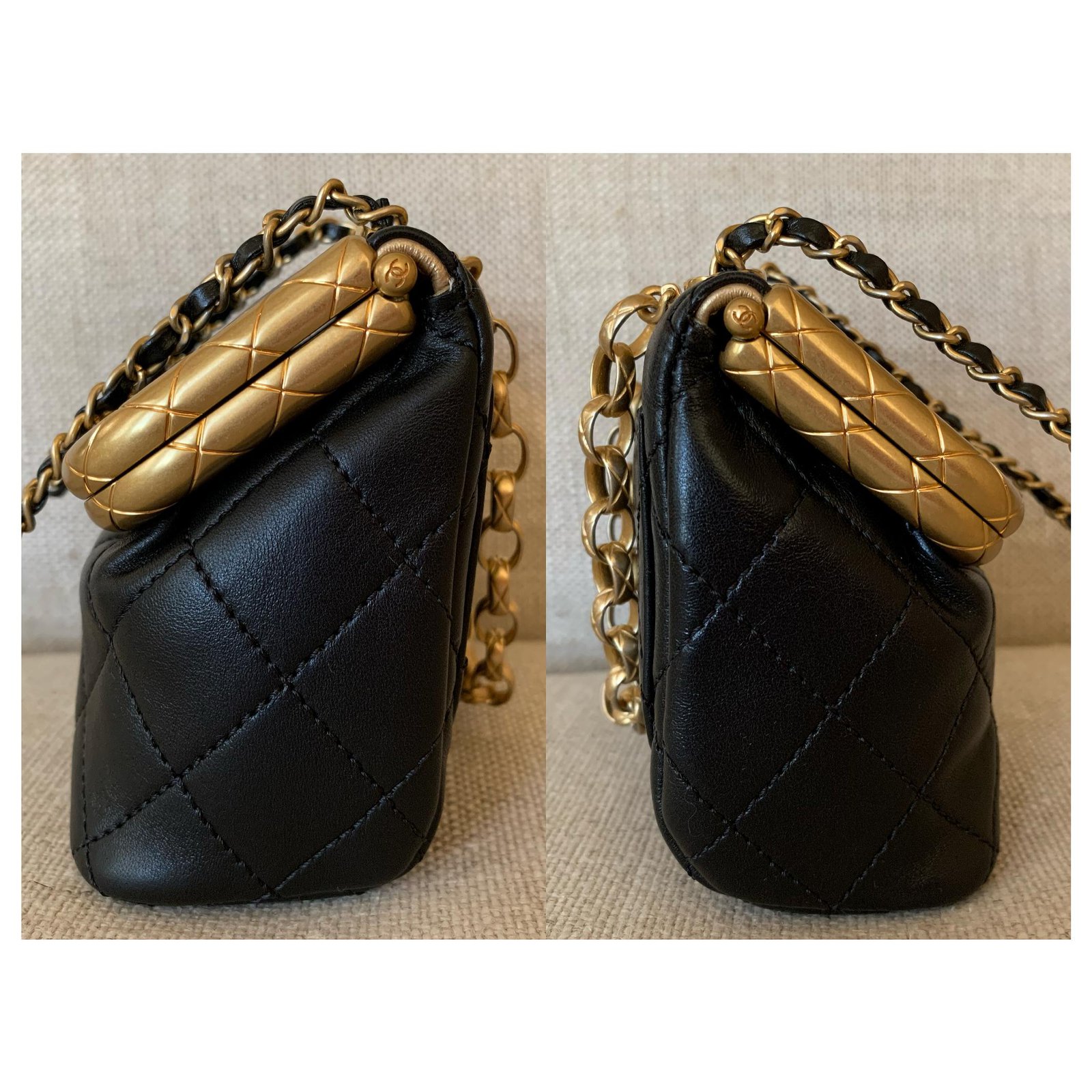Chanel Black Small Kiss-Lock Lambskin Bag Gold-Tone Metal Collection: 2020