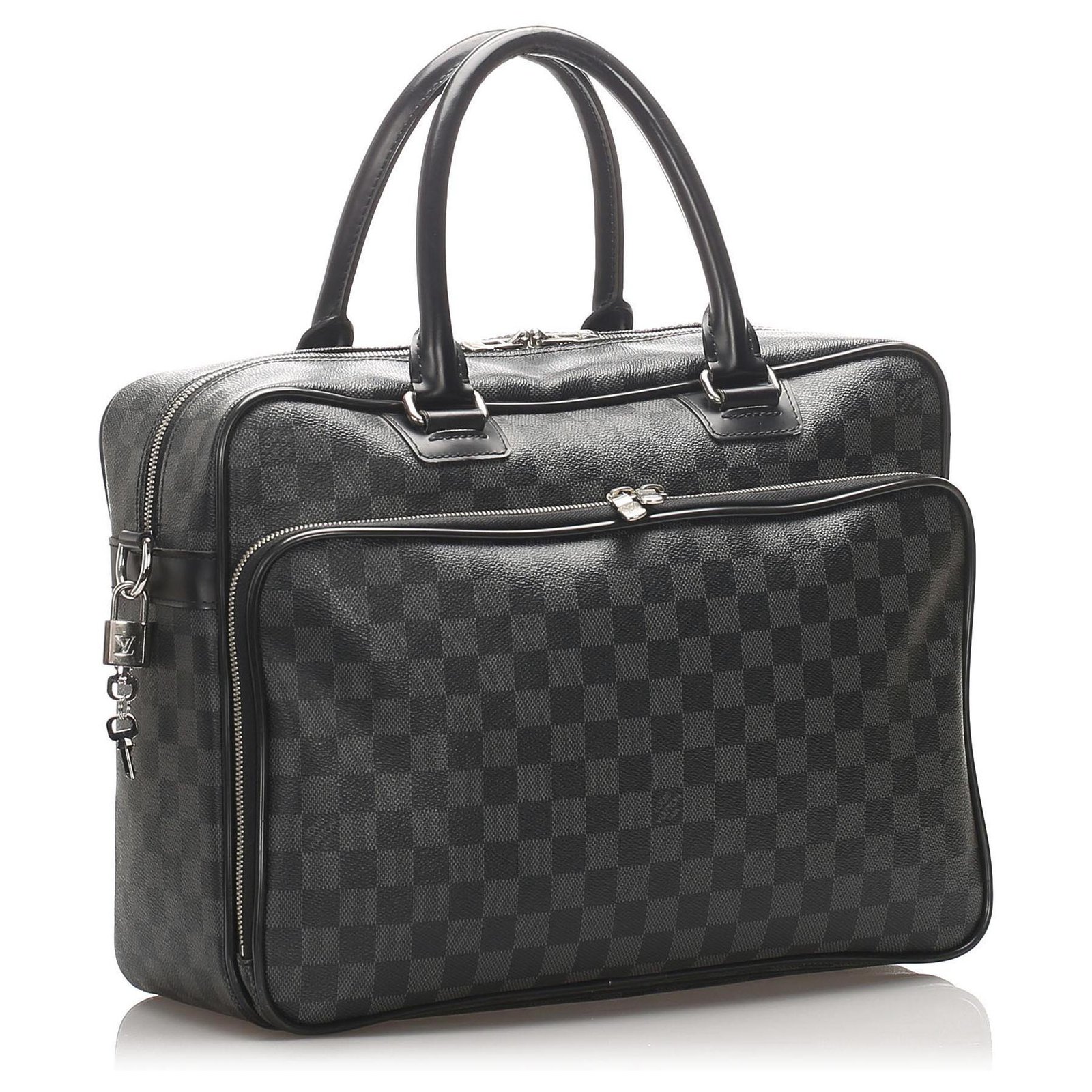 Louis Vuitton Black Damier Graphite Icare Laptop Bag Grey Leather Cloth  Pony-style calfskin ref.215827 - Joli Closet