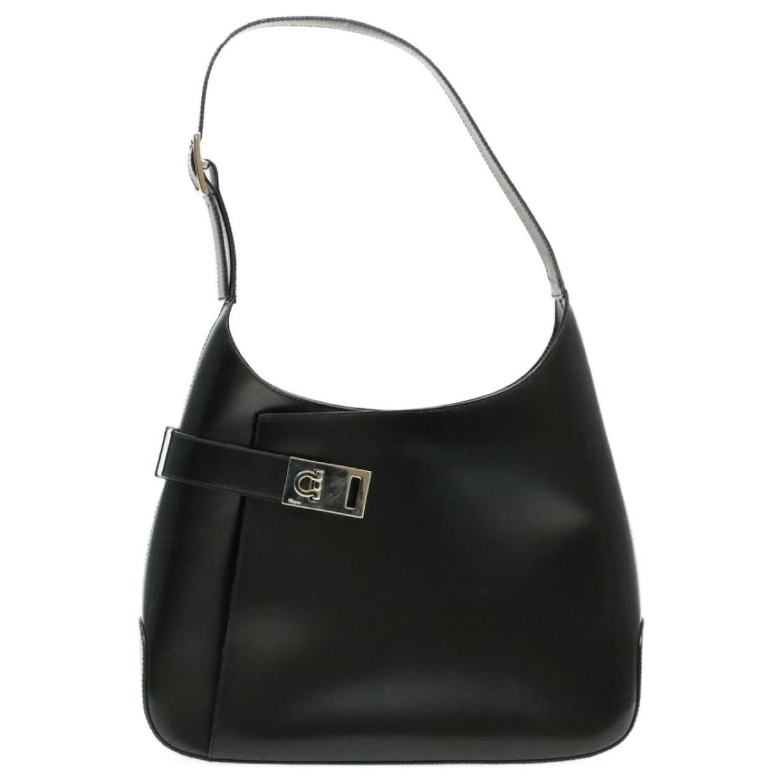 トートバッグ SALVATORE FERRAGAMO Black Leather Large Arch Shoulder Bag Salvatore Ferragamo Arch Large Leather Shoulder Bag