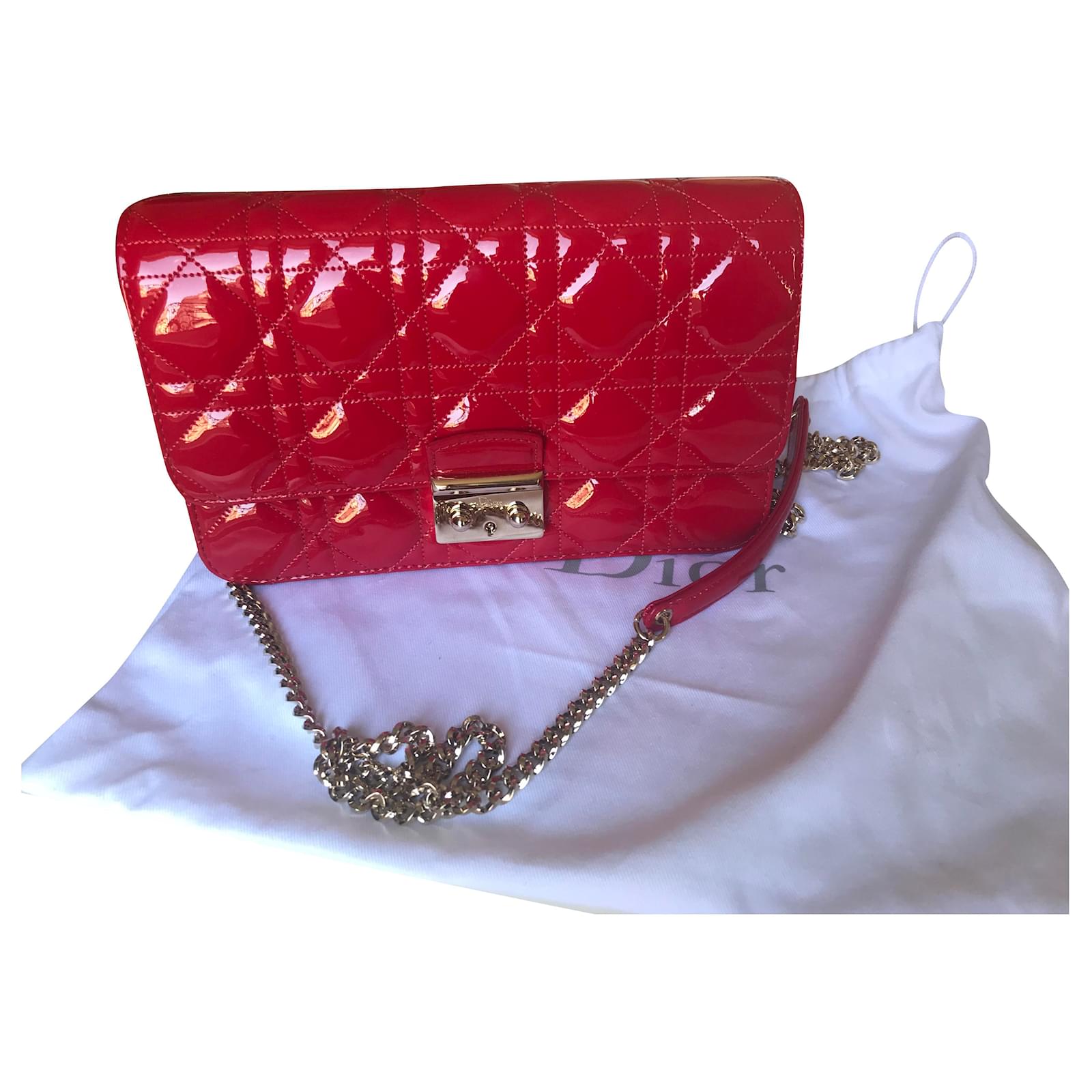 Christian Dior Miss Dior Crossbody bag / pouch red patent leather Cuir